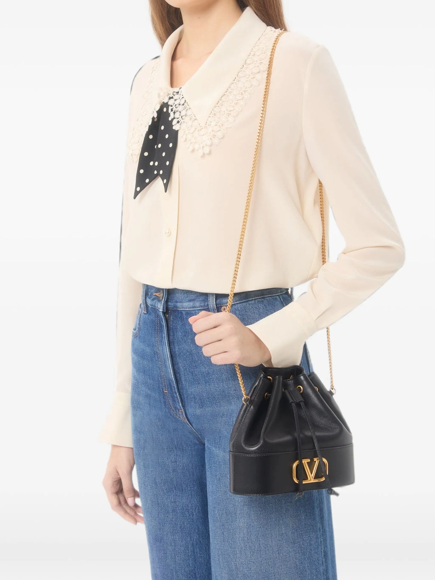 mini VLogo leather bucket bag
