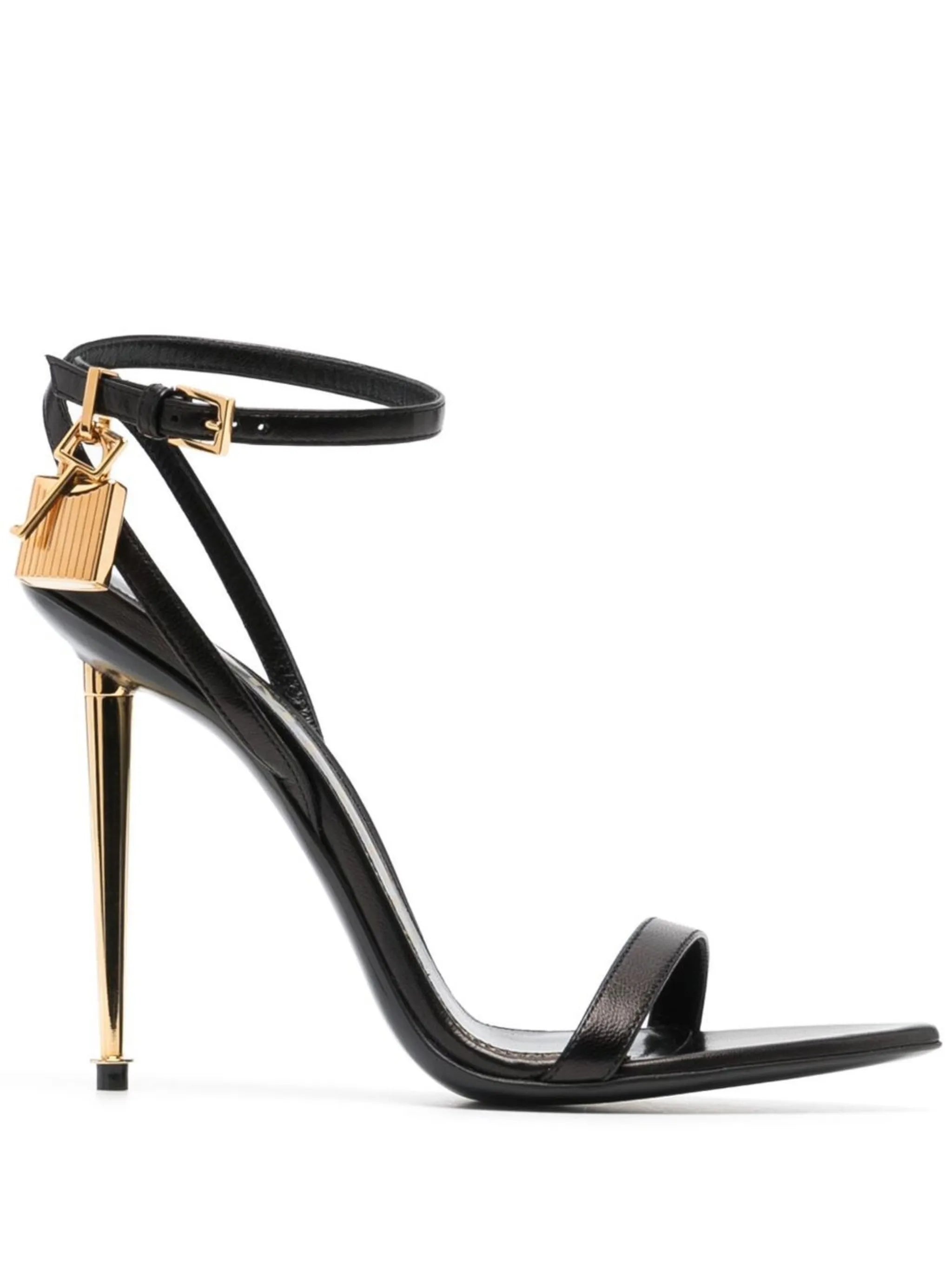 shiny leather Padlock pointy naked sandals