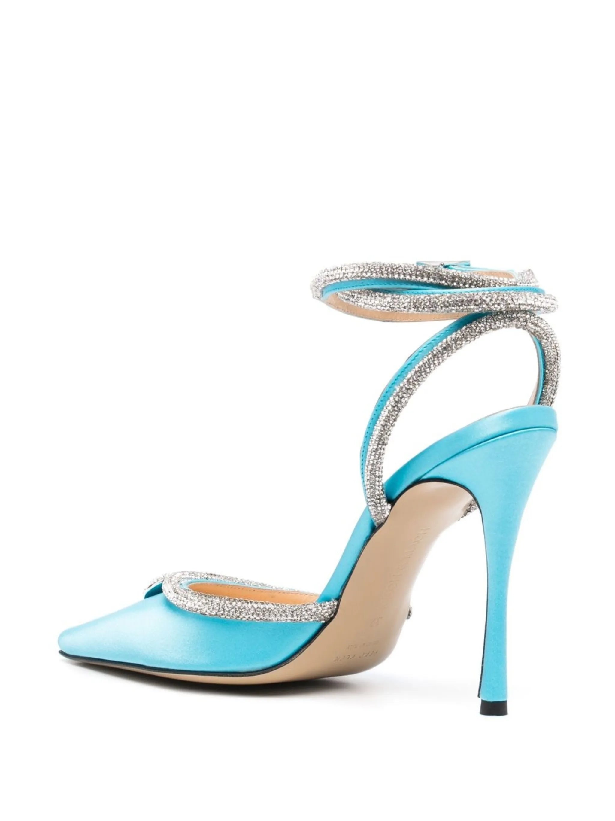 Crystal Heart 110mm satin pumps