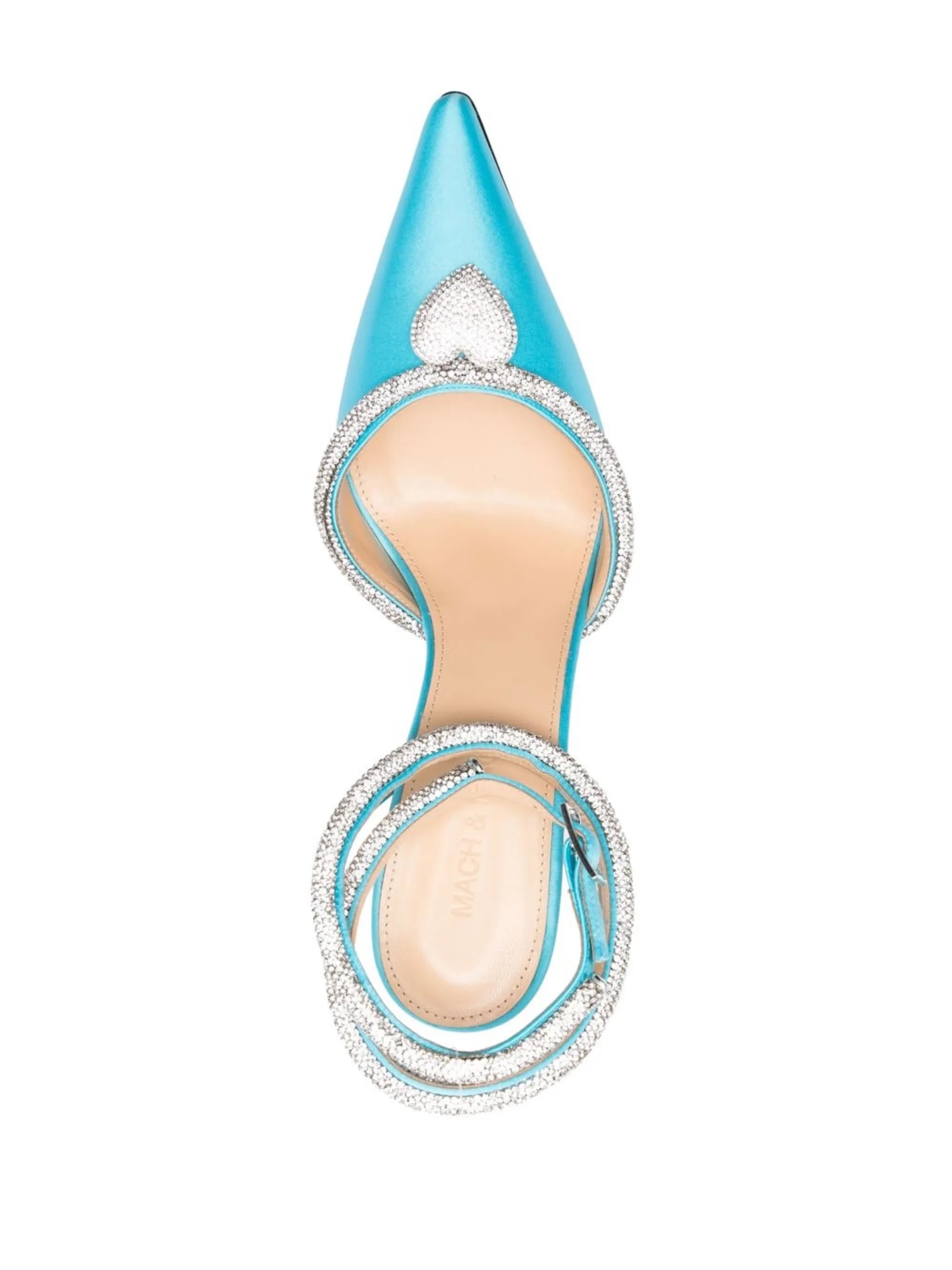 Crystal Heart 110mm satin pumps