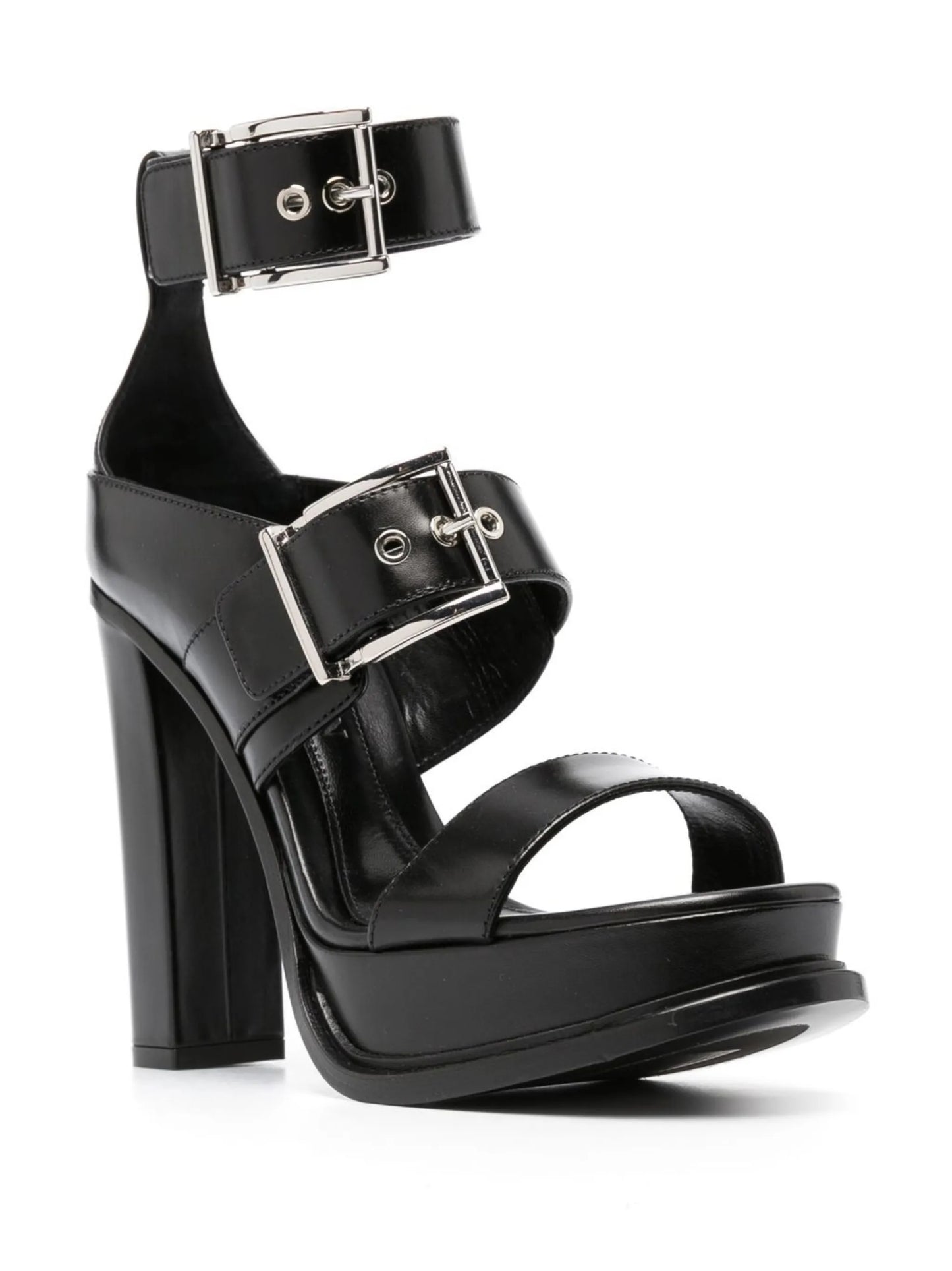 125mm heeled leather sandals