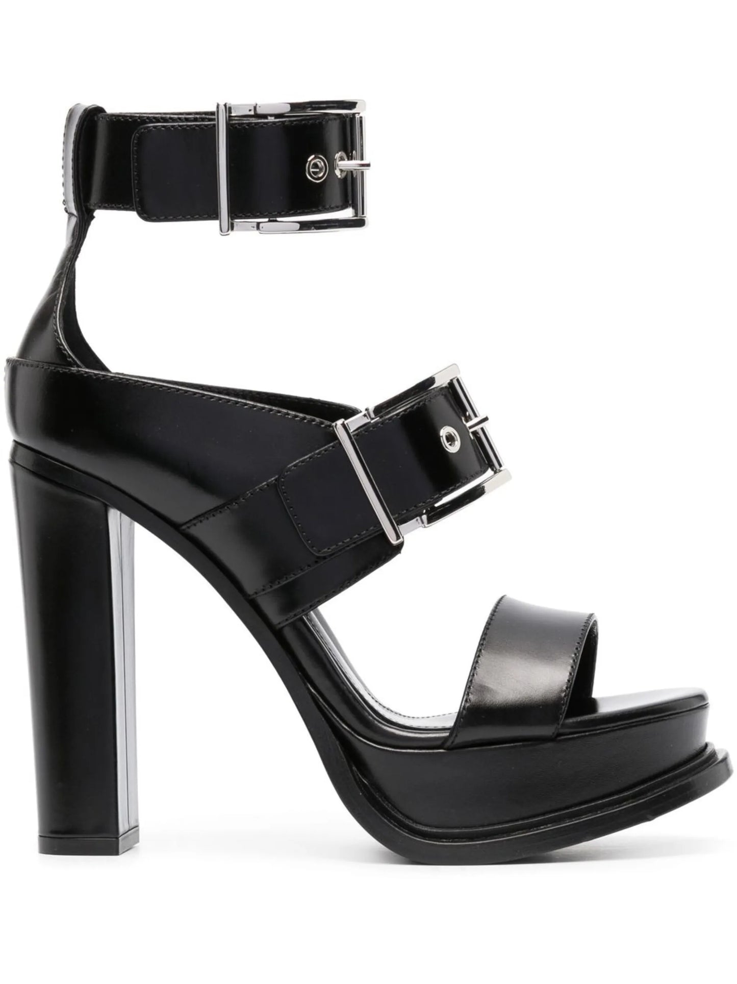 125mm heeled leather sandals