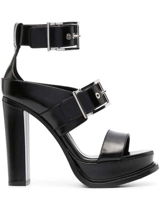 125mm heeled leather sandals