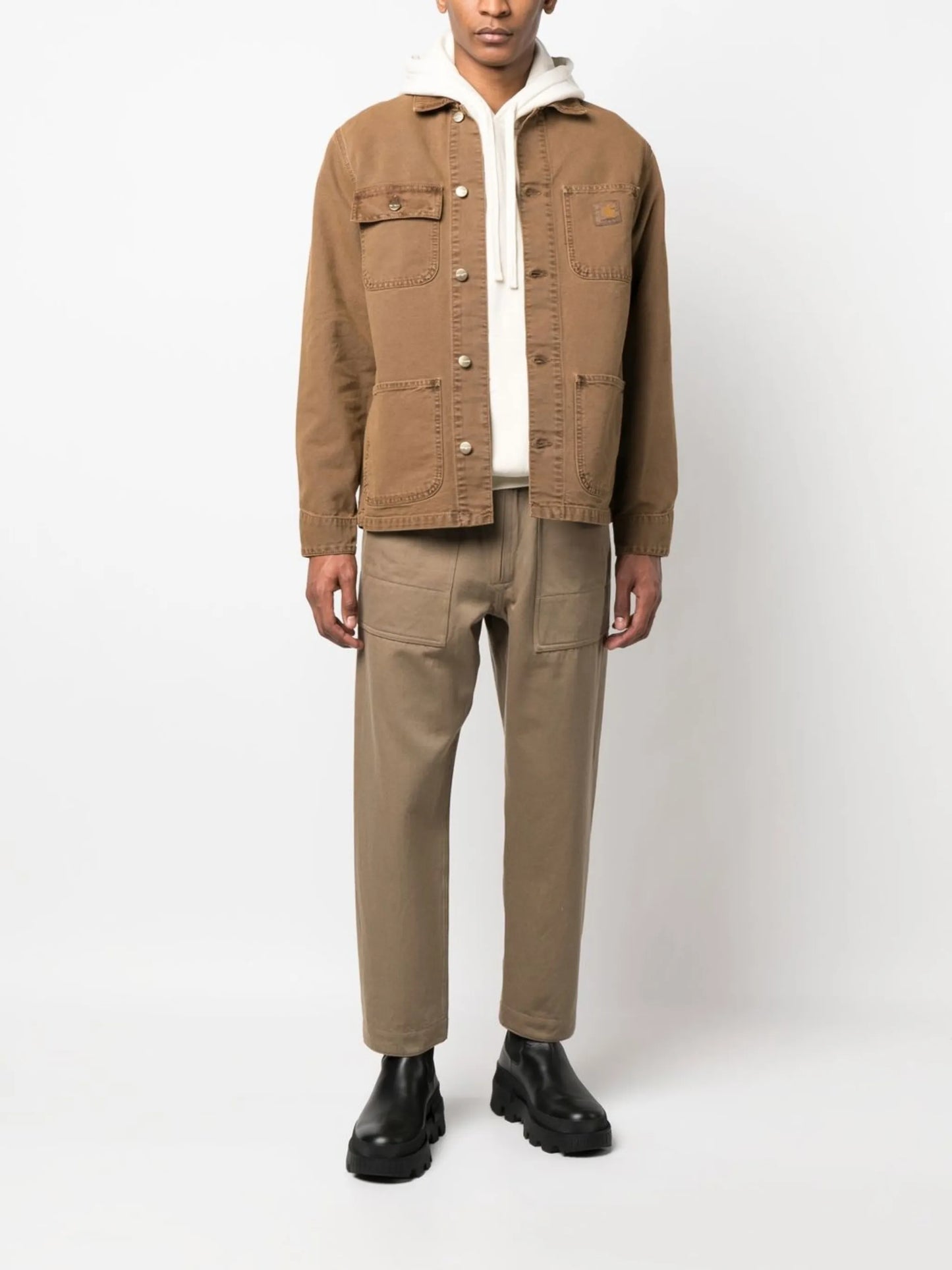 logo-patch button-fastening jacket