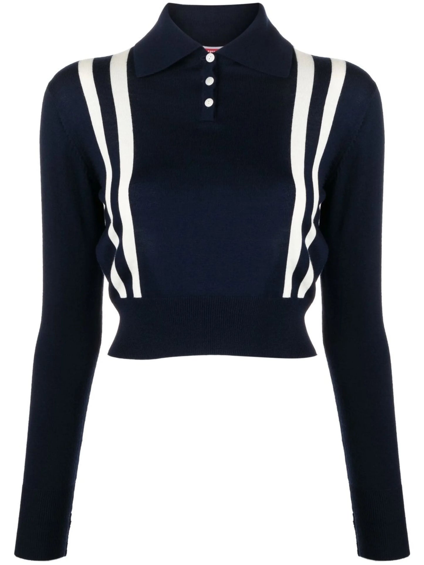 stripe-trim wool polo top