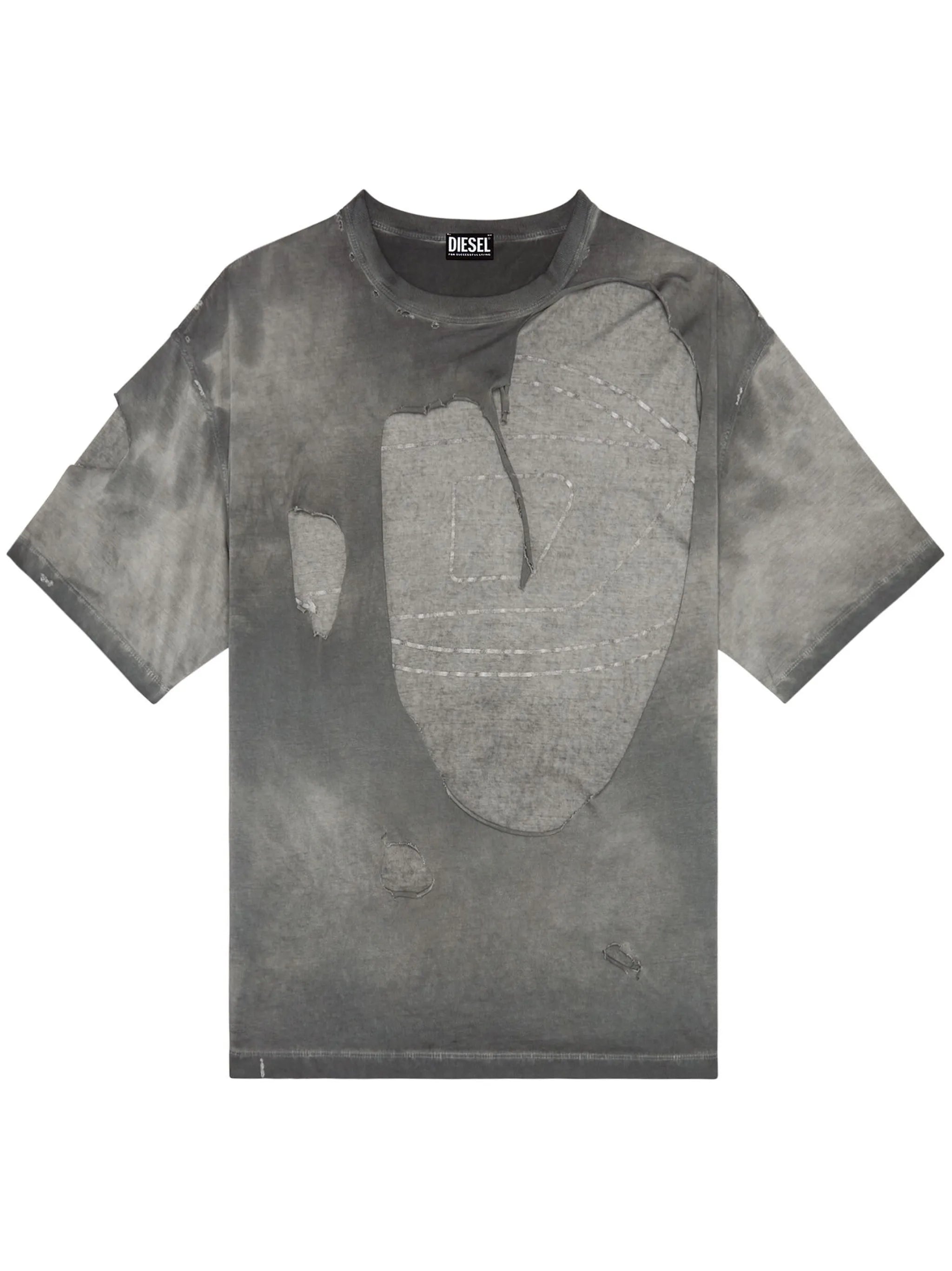 ripped-detail layered cotton T-shirt