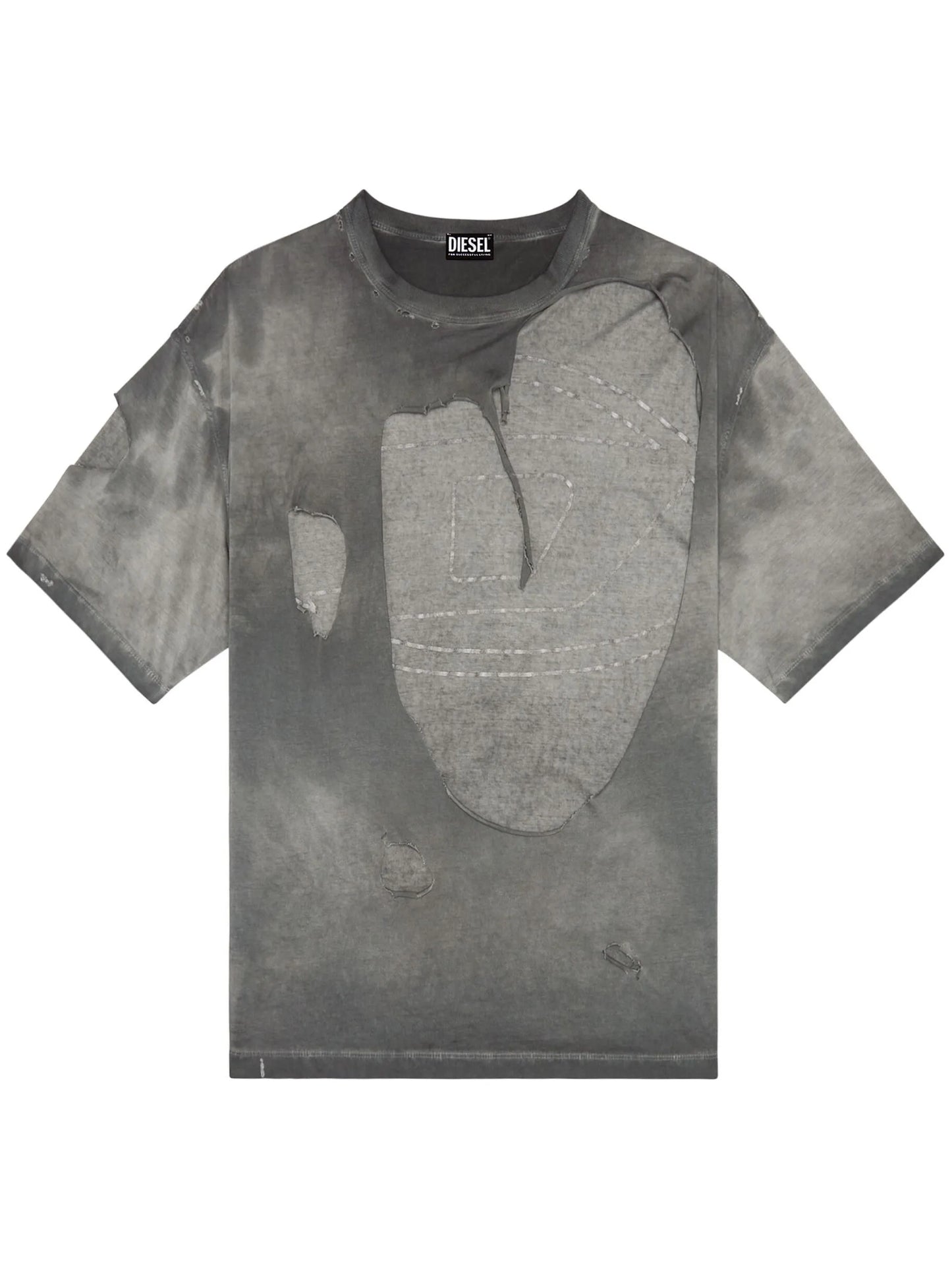 ripped-detail layered cotton T-shirt