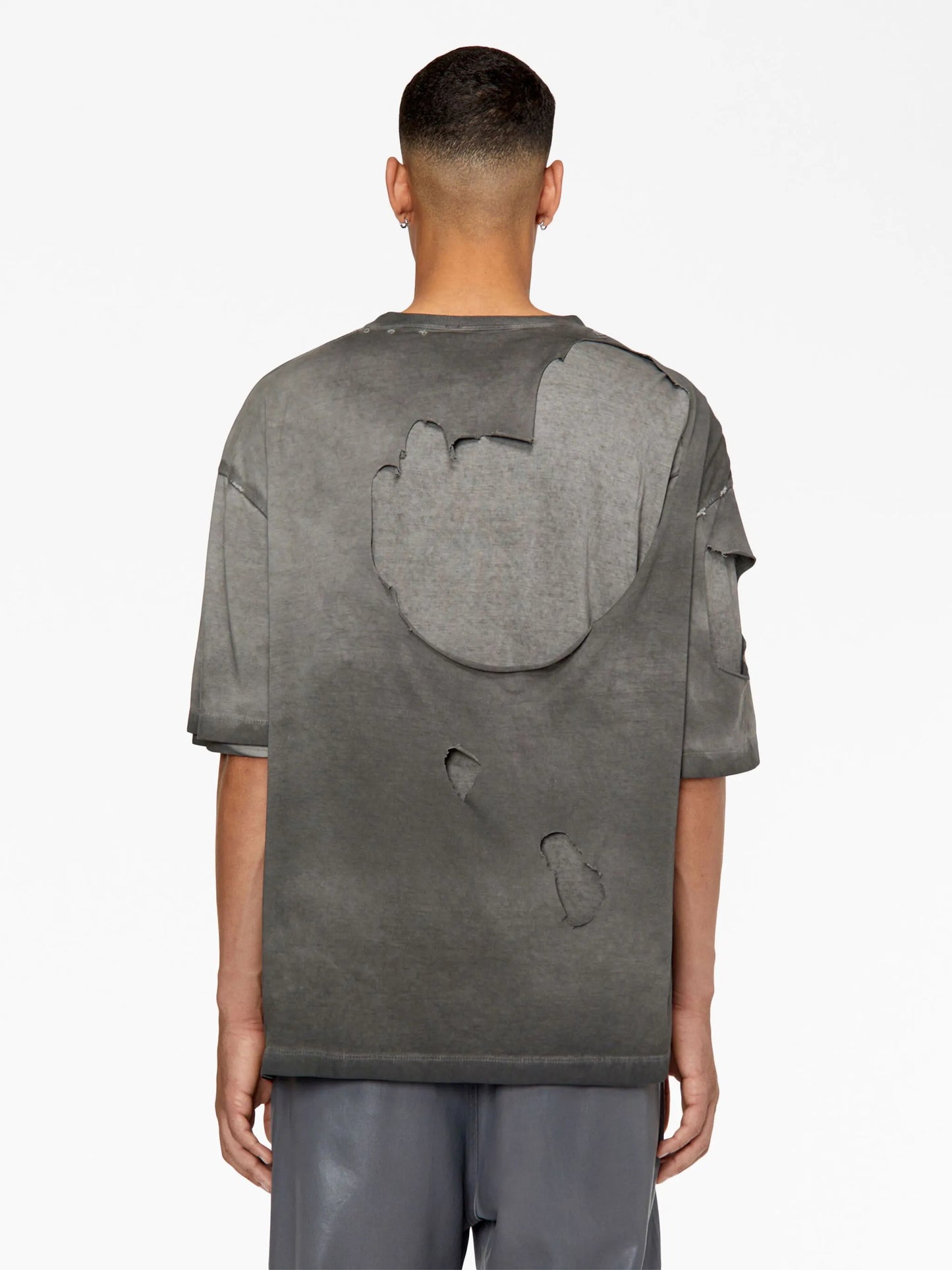 ripped-detail layered cotton T-shirt