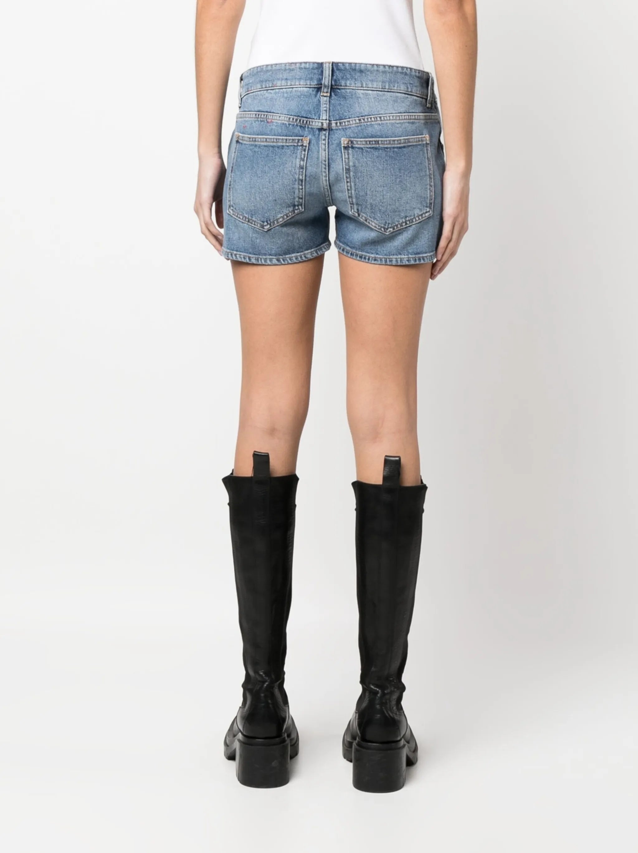 De-Lyla-Fsc logo-plaque denim shorts