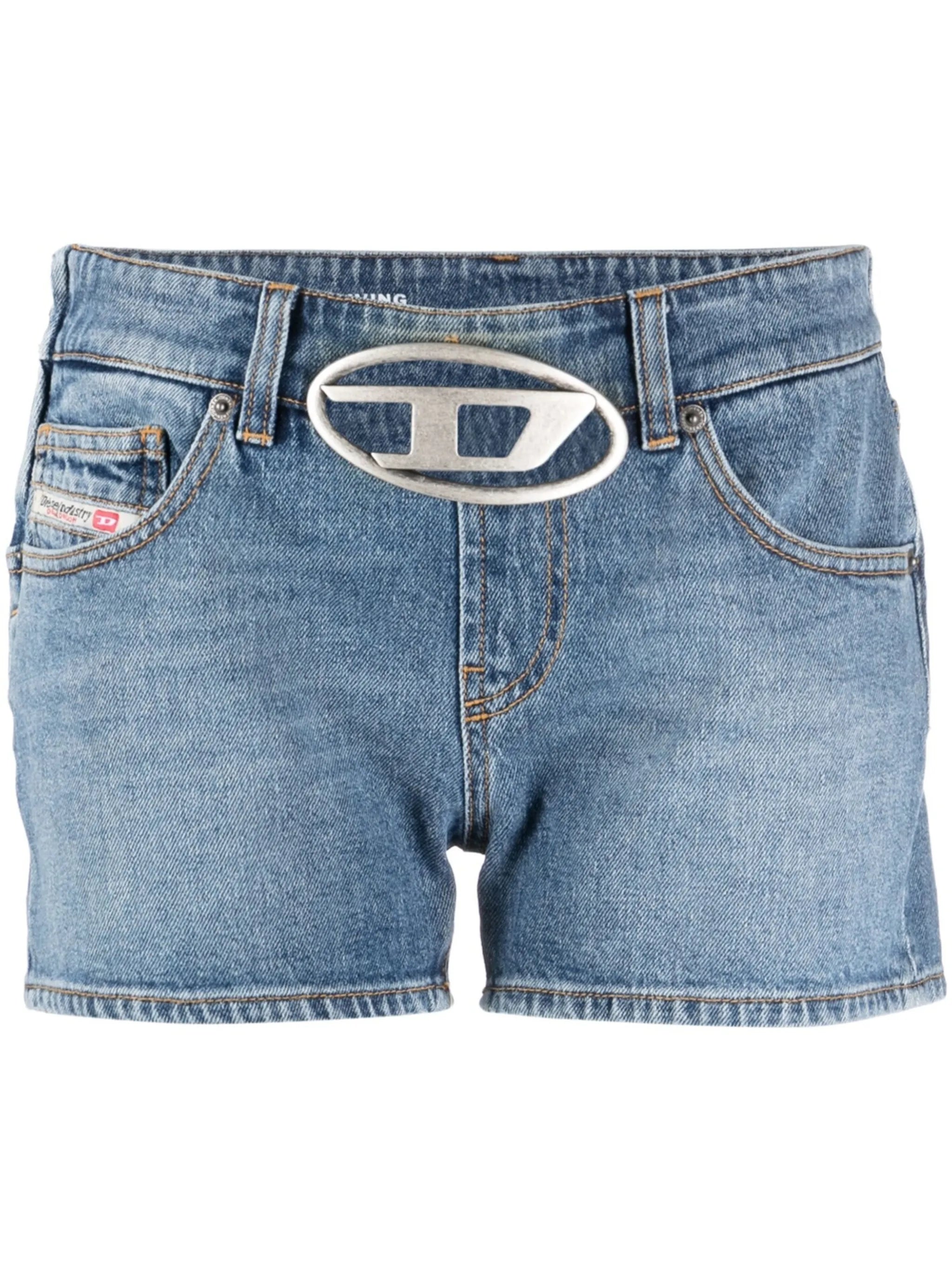 De-Lyla-Fsc logo-plaque denim shorts