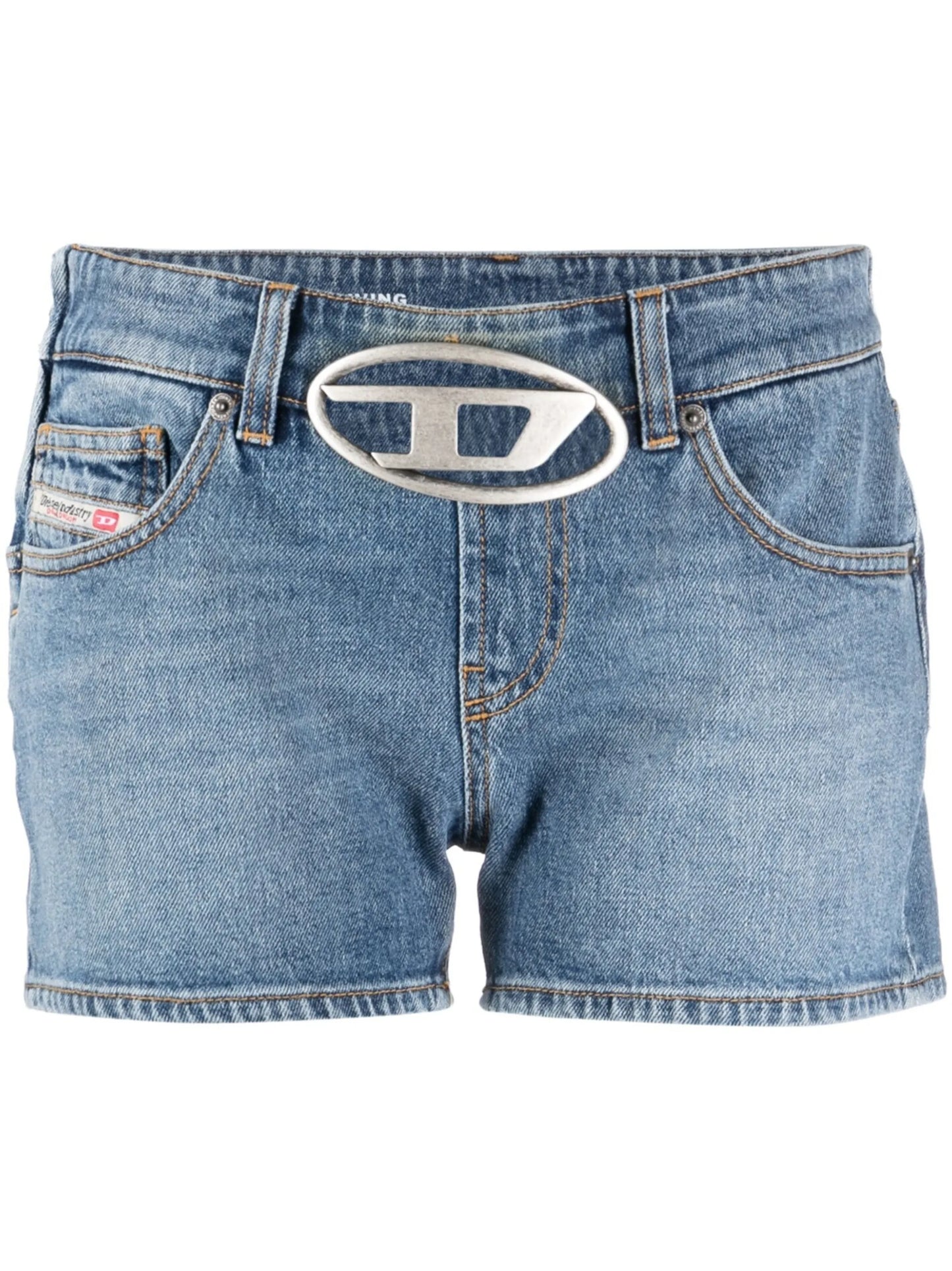 De-Lyla-Fsc logo-plaque denim shorts