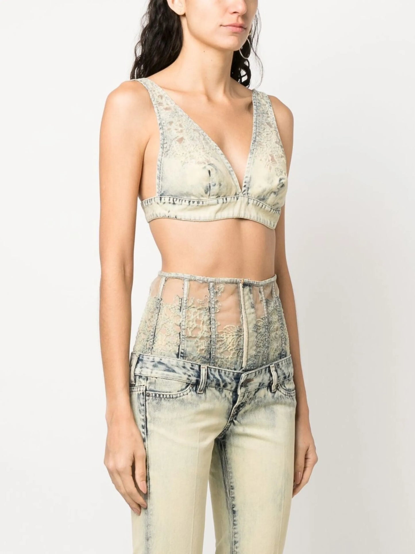 denim bra-style top