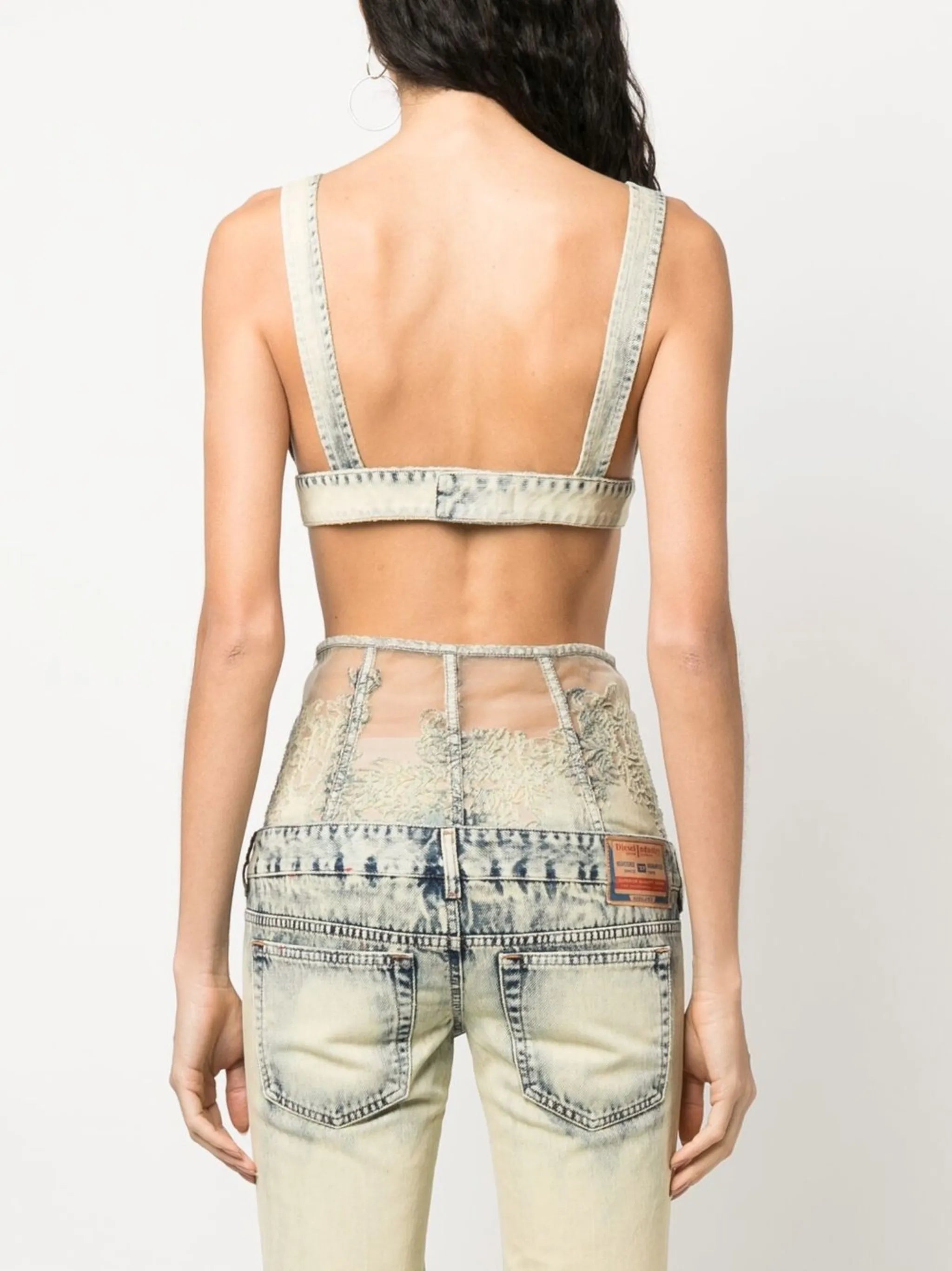 denim bra-style top