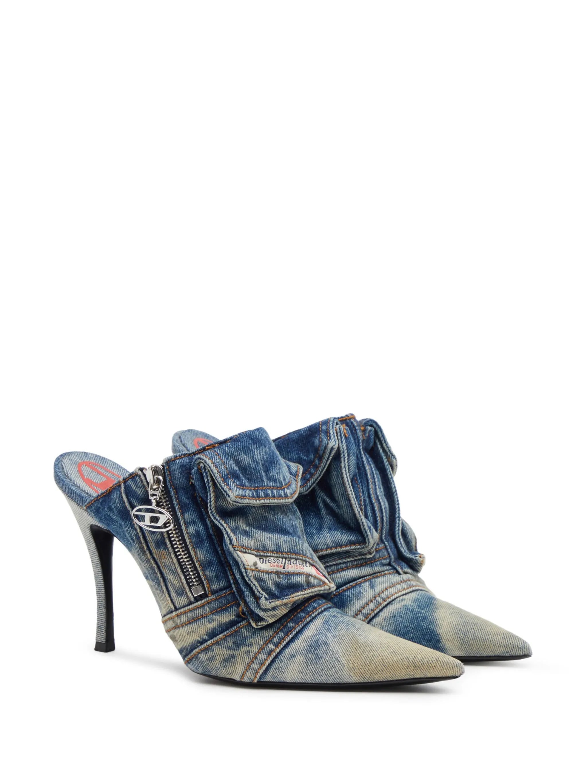 D-Venus Pocket 100mm denim mules