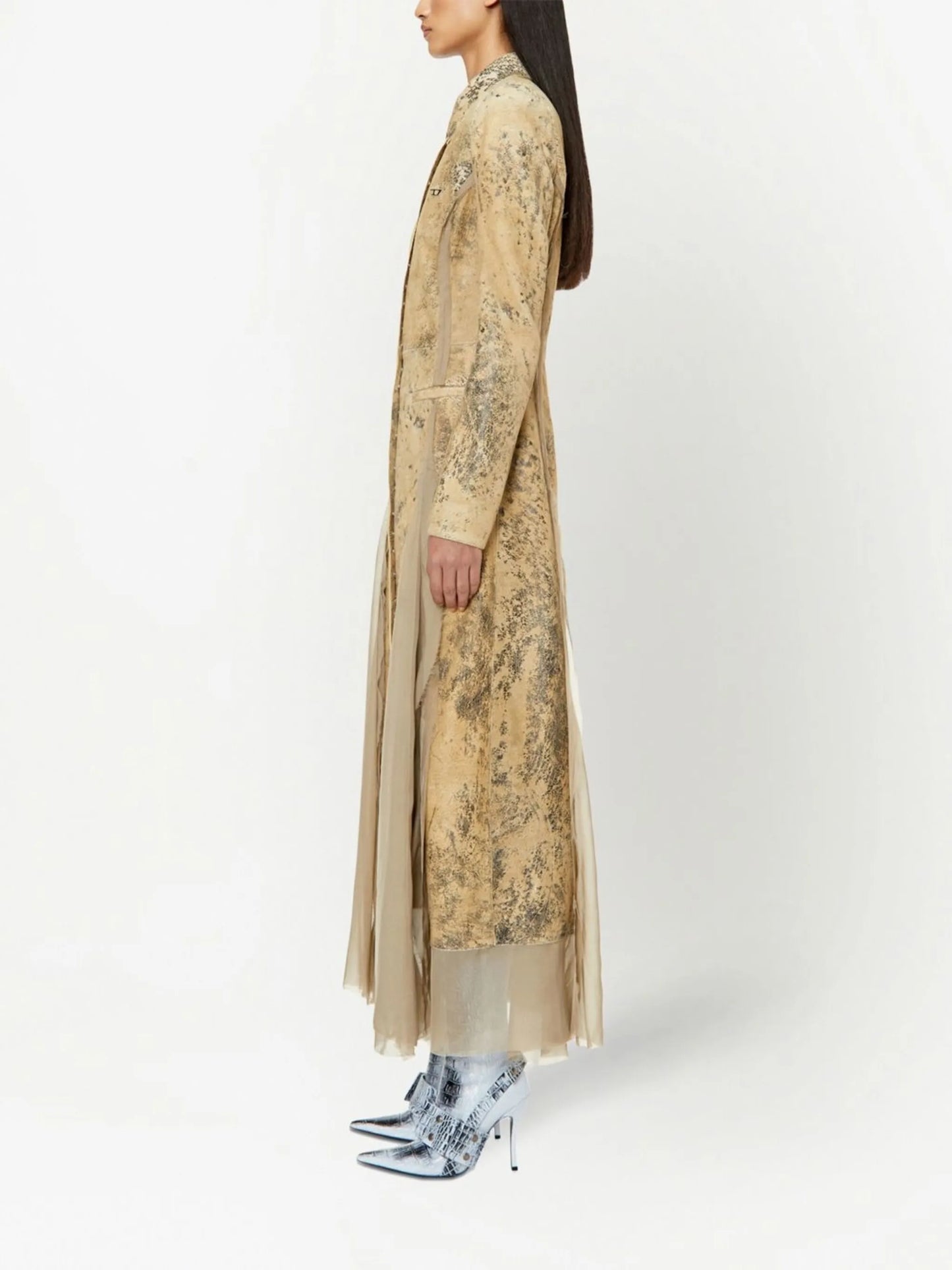 logo-plaque leather dress