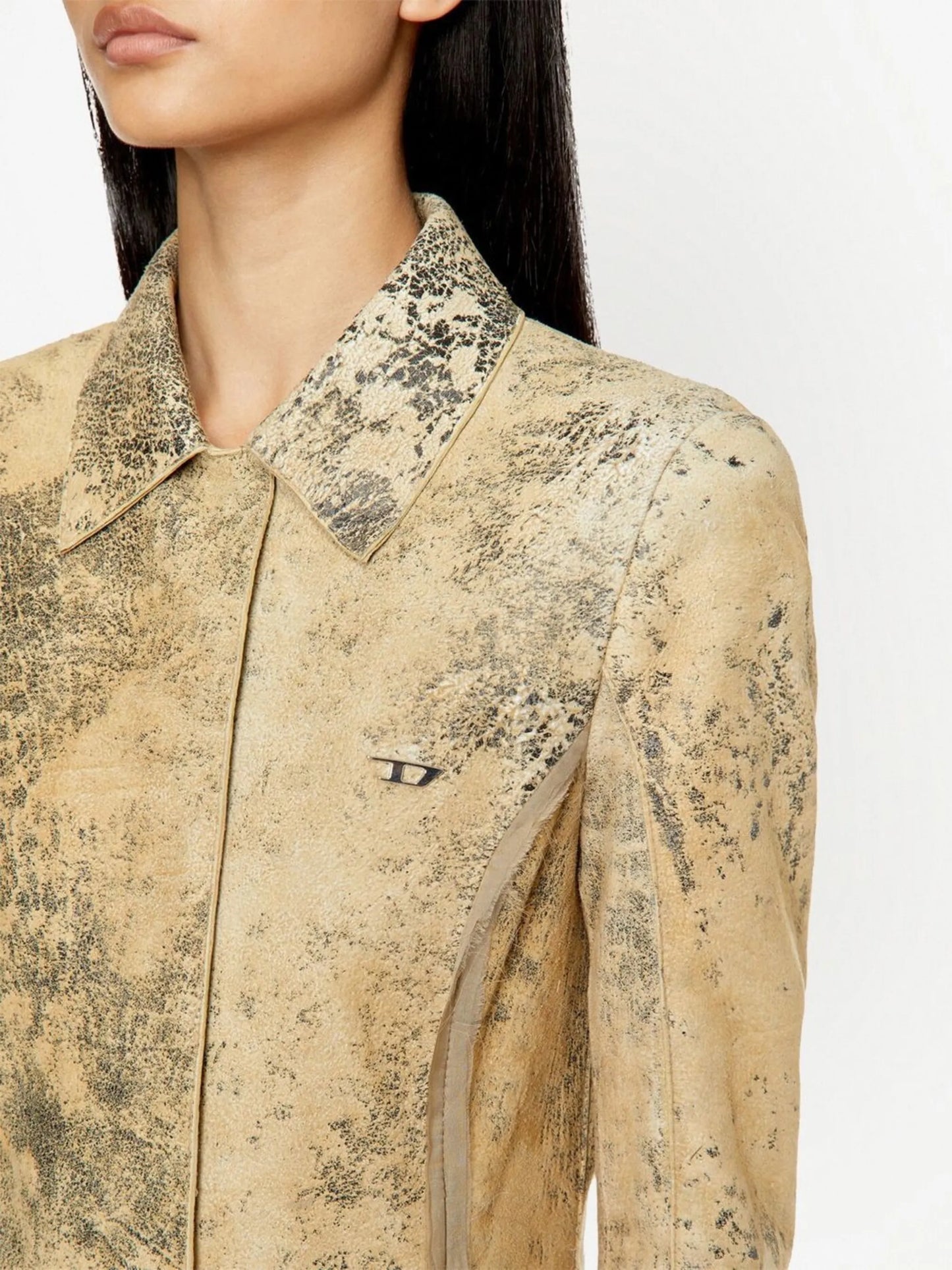 logo-plaque leather dress