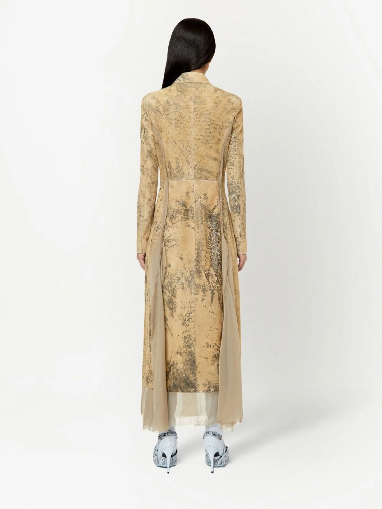 logo-plaque leather dress