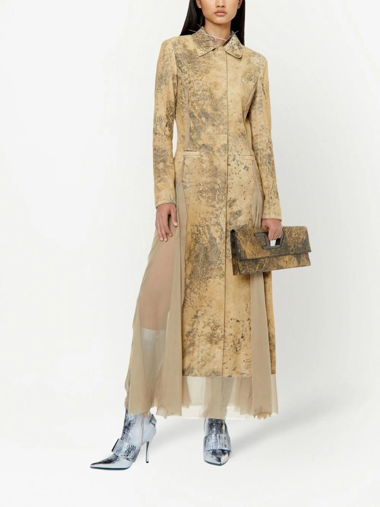 logo-plaque leather dress