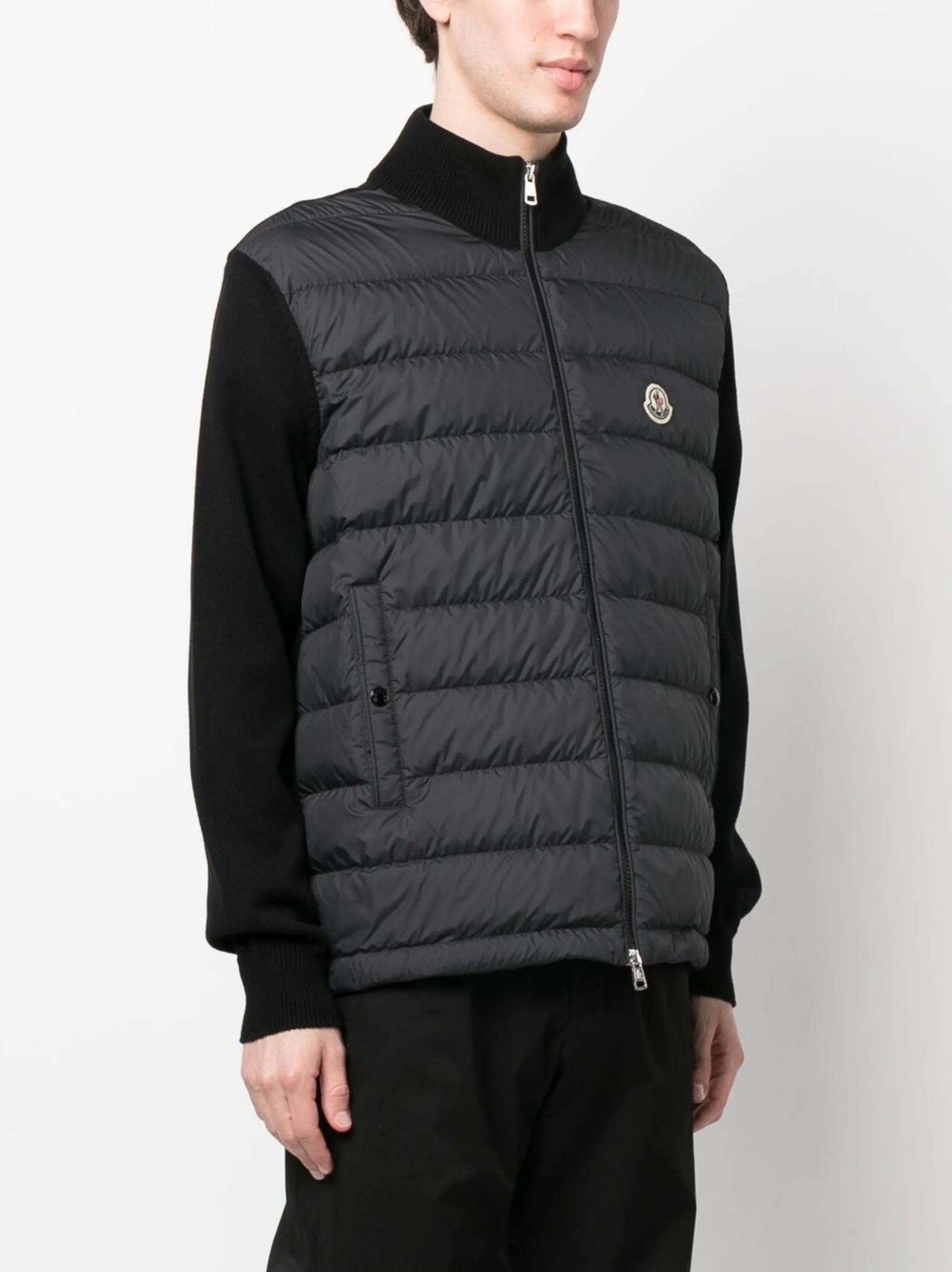 padded-panel knit cardigan