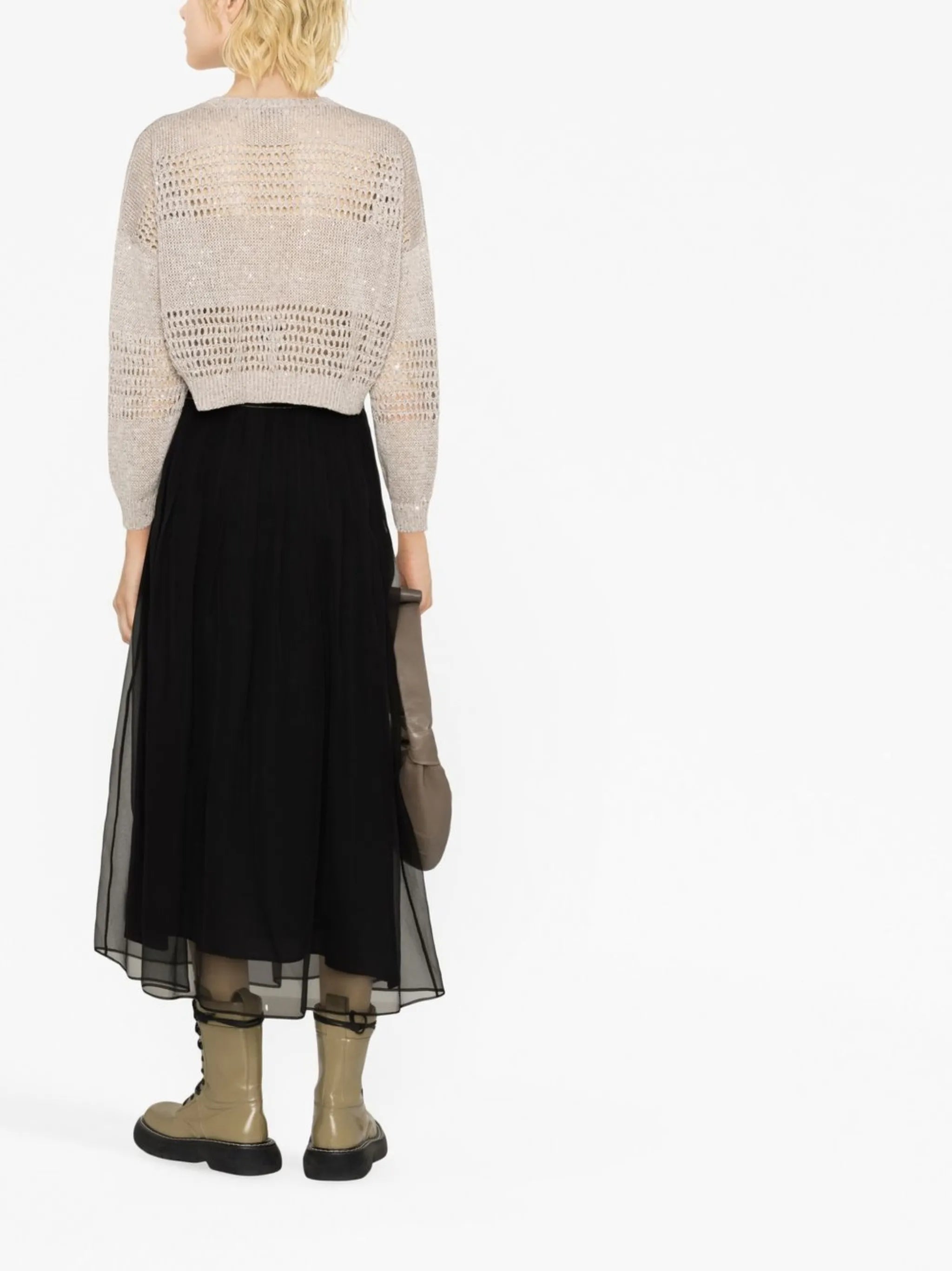 layered chiffon midi skirt