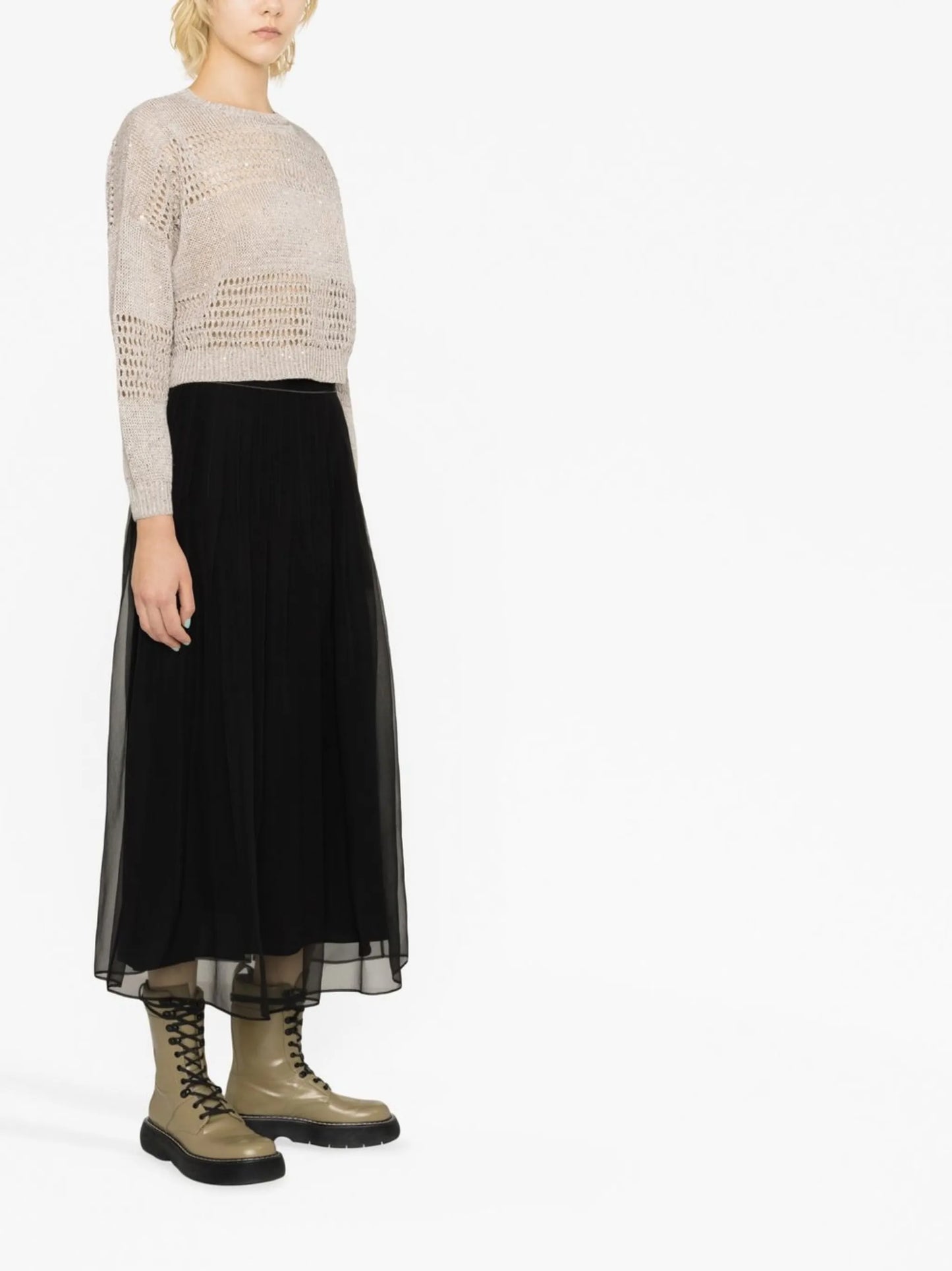 layered chiffon midi skirt