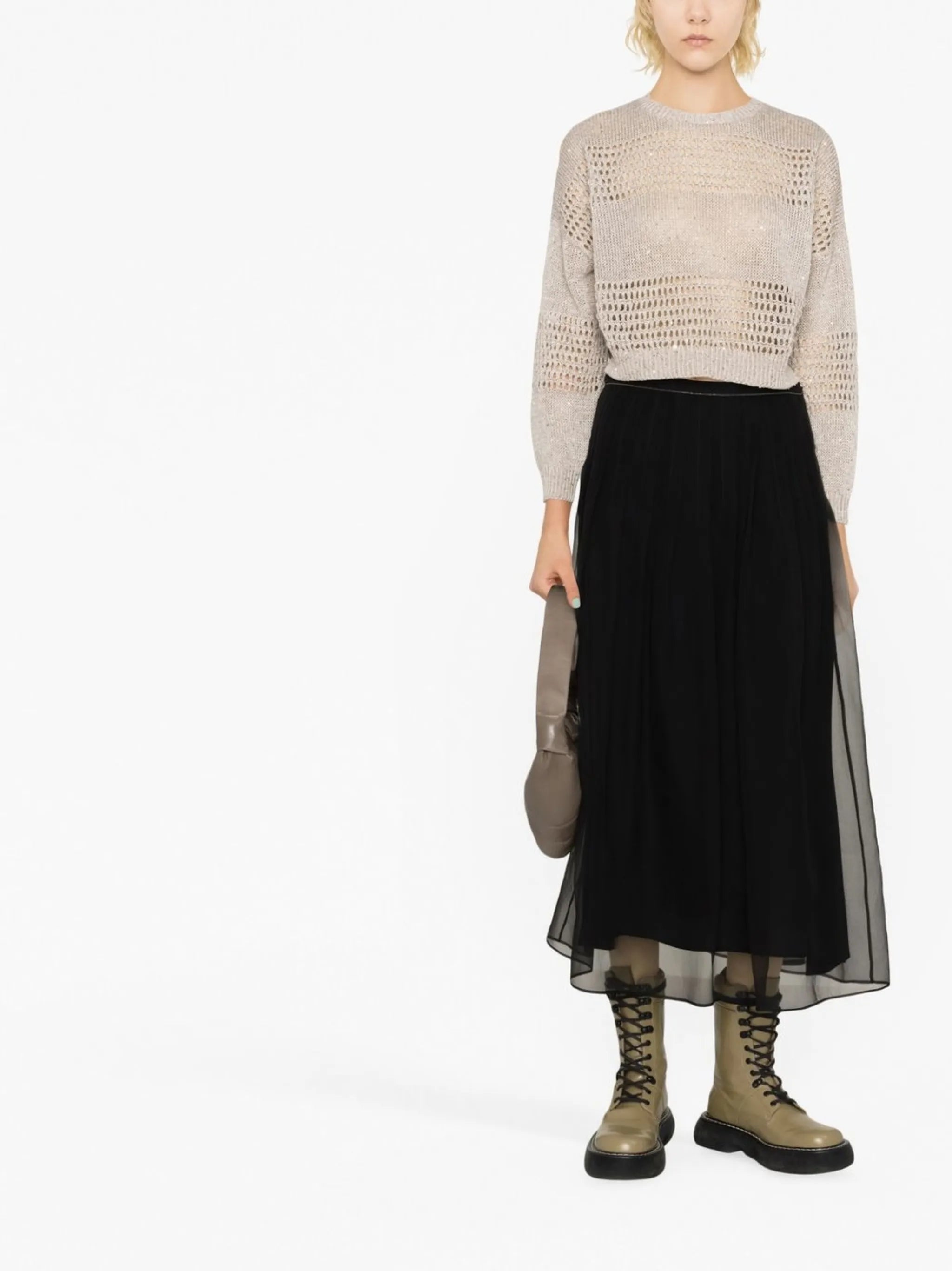 layered chiffon midi skirt