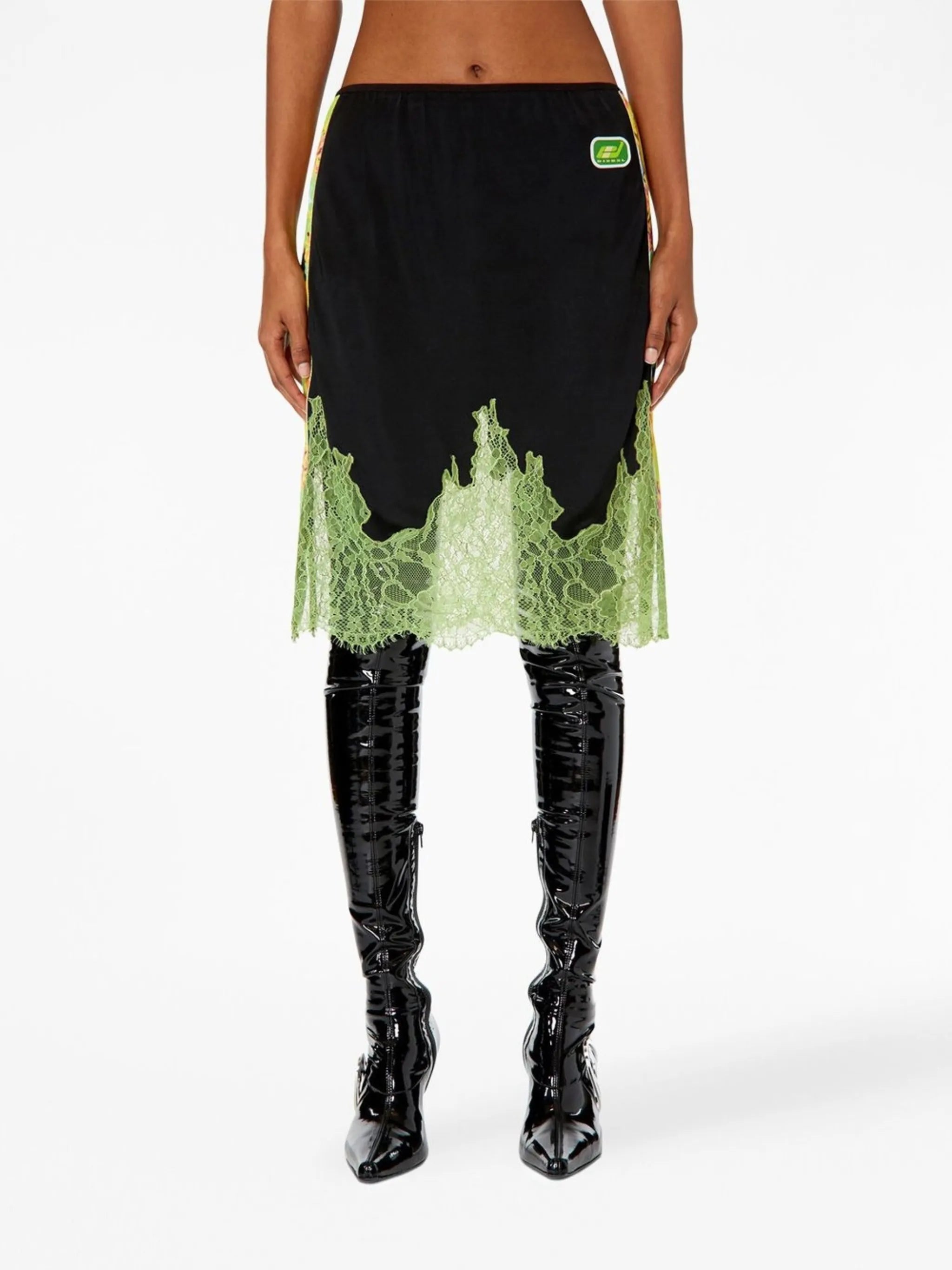 lace-embroidery logo skirt