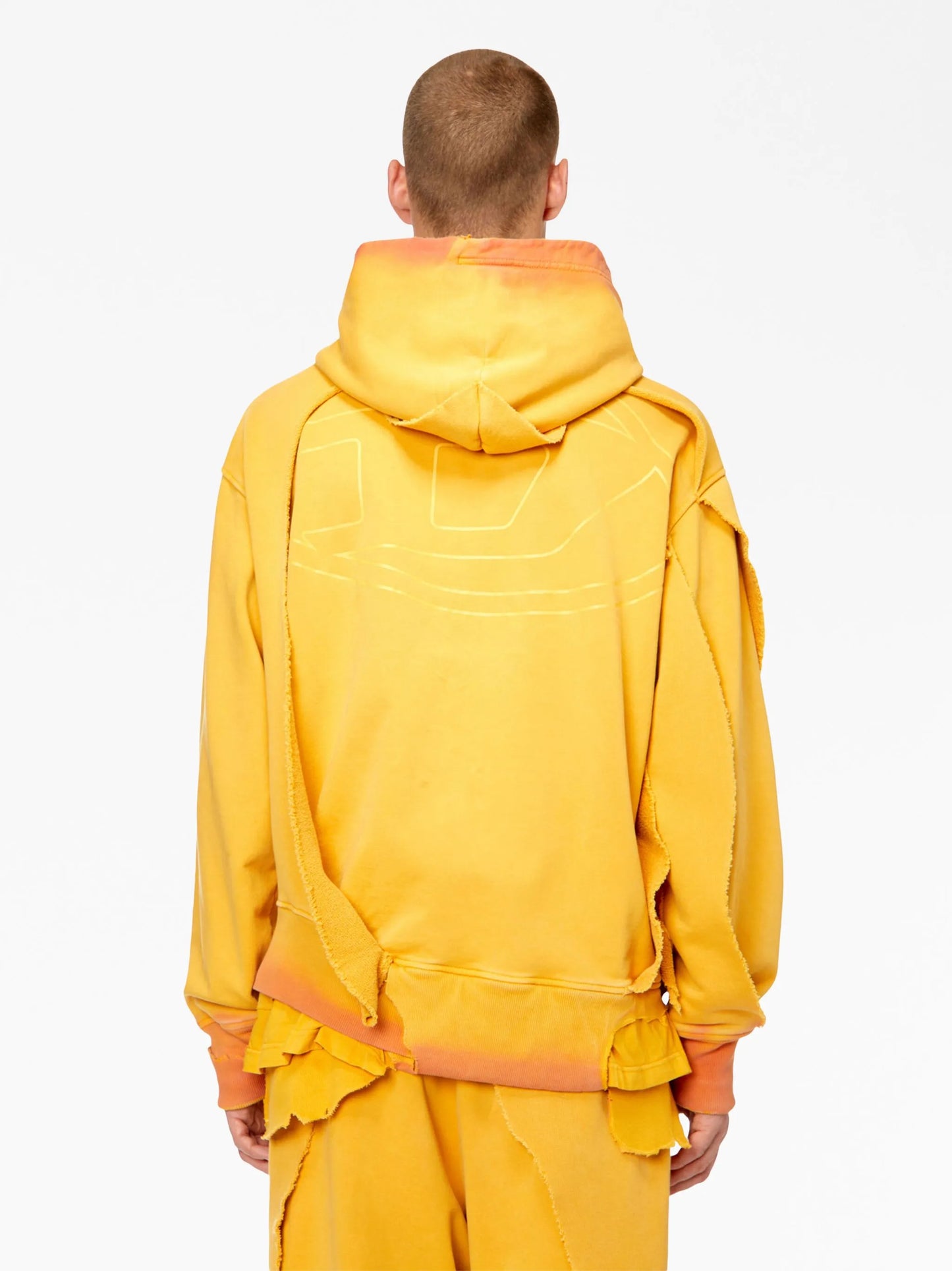 ripped-detail layered cotton hoodie