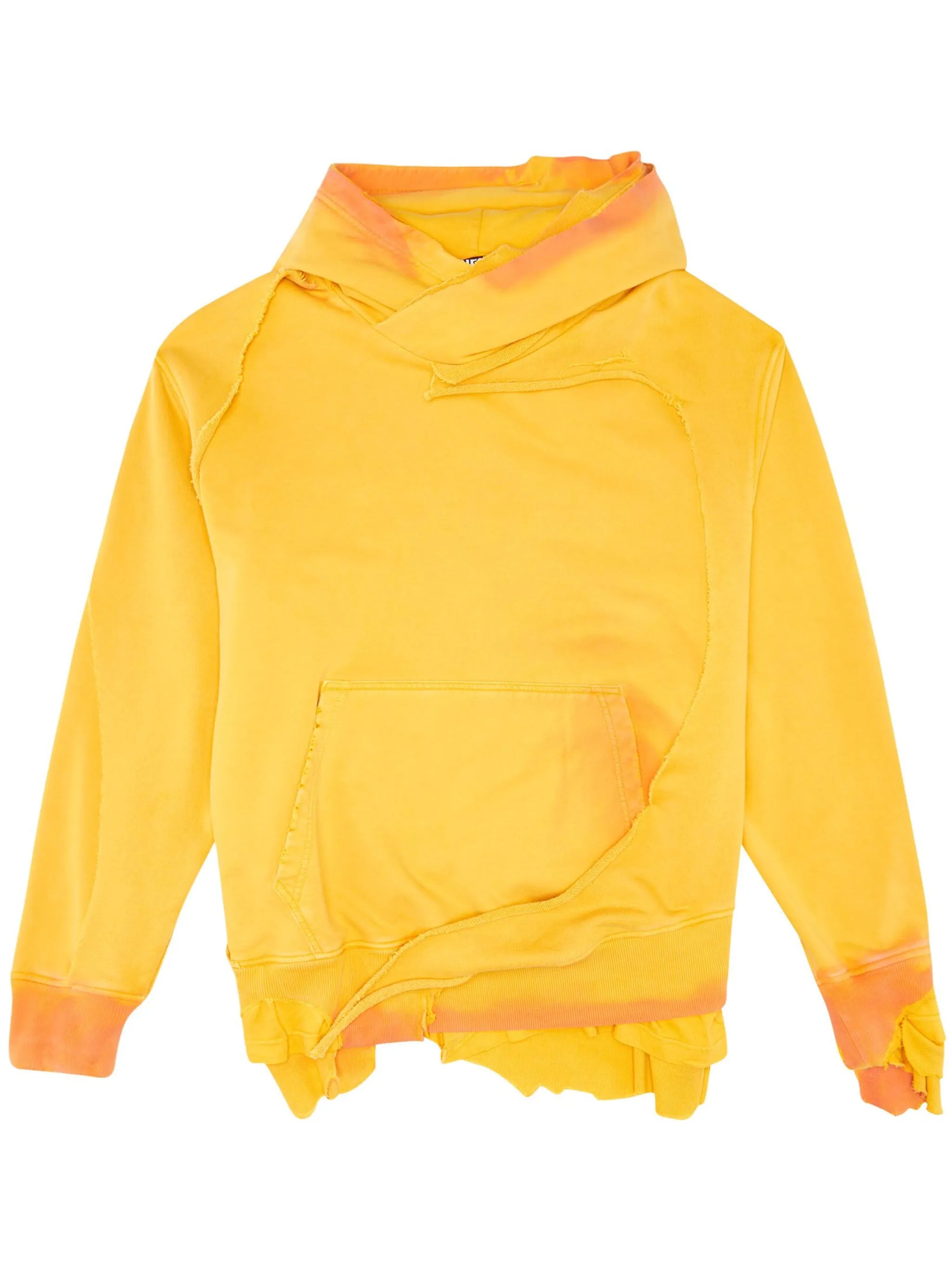 ripped-detail layered cotton hoodie
