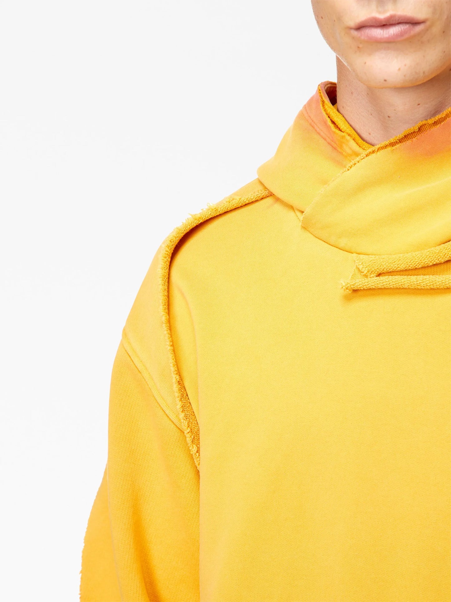 ripped-detail layered cotton hoodie