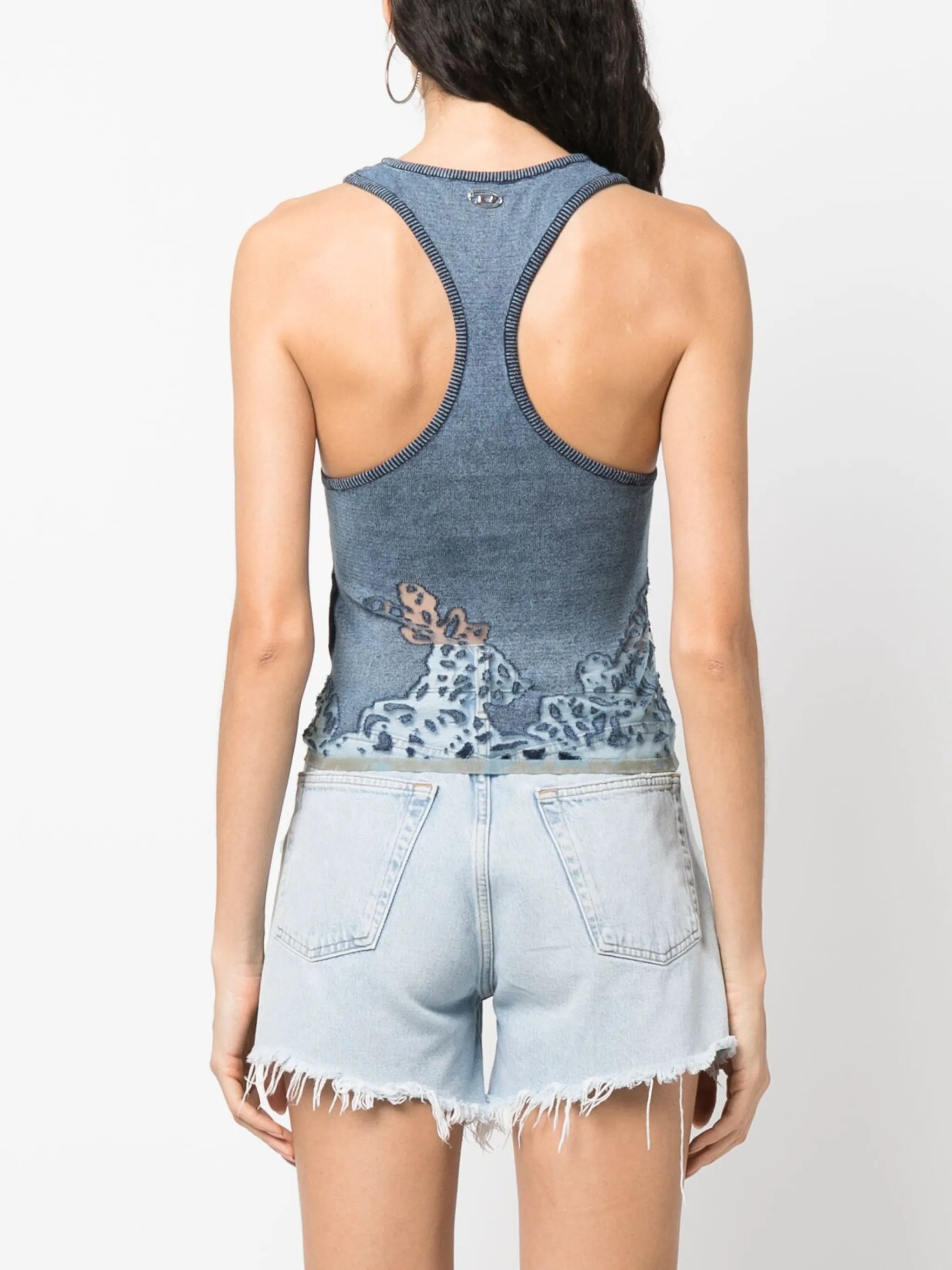 M-Anisha sheer-panelling racerback tank top