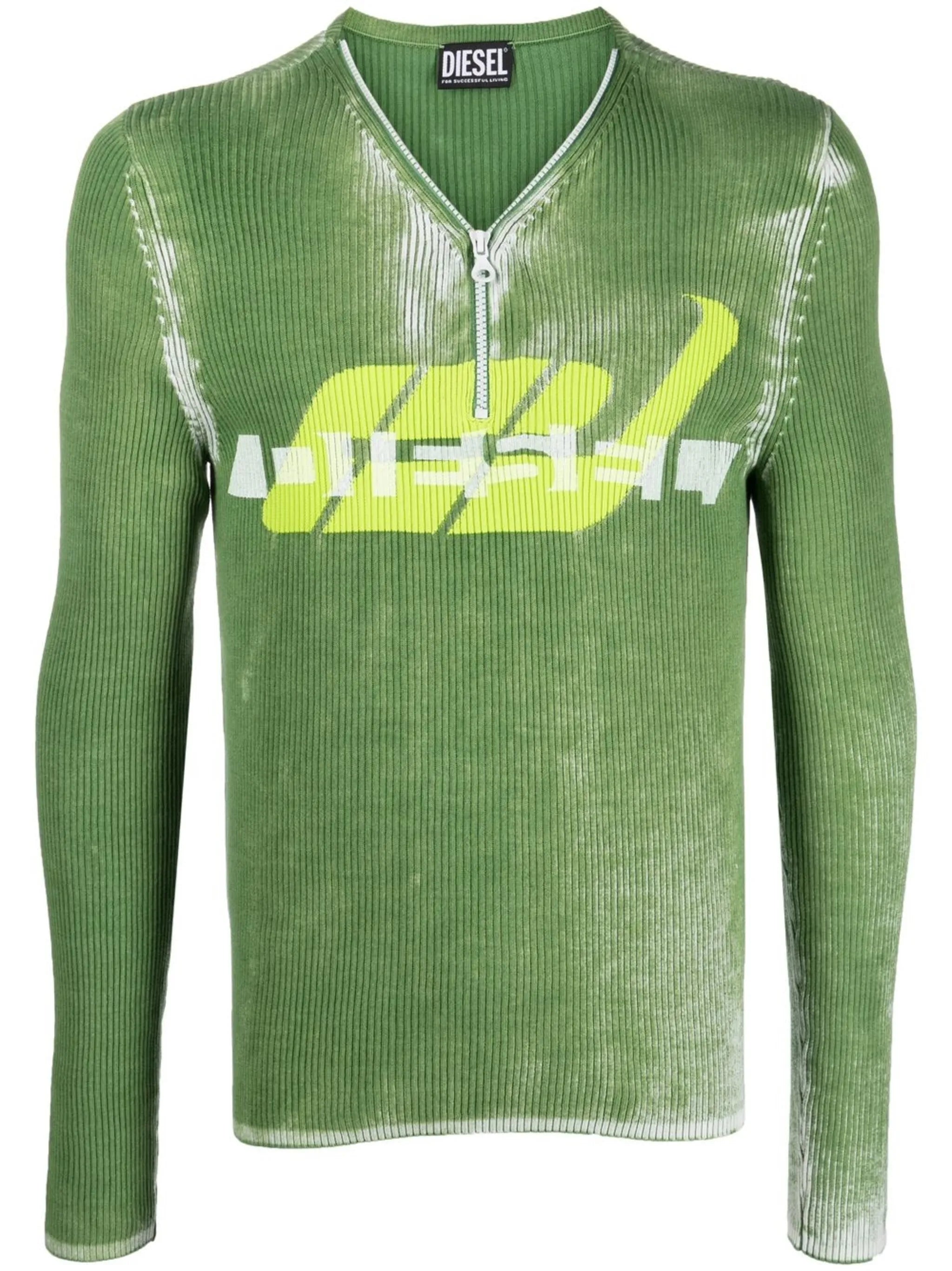 zip-up knitted jumper