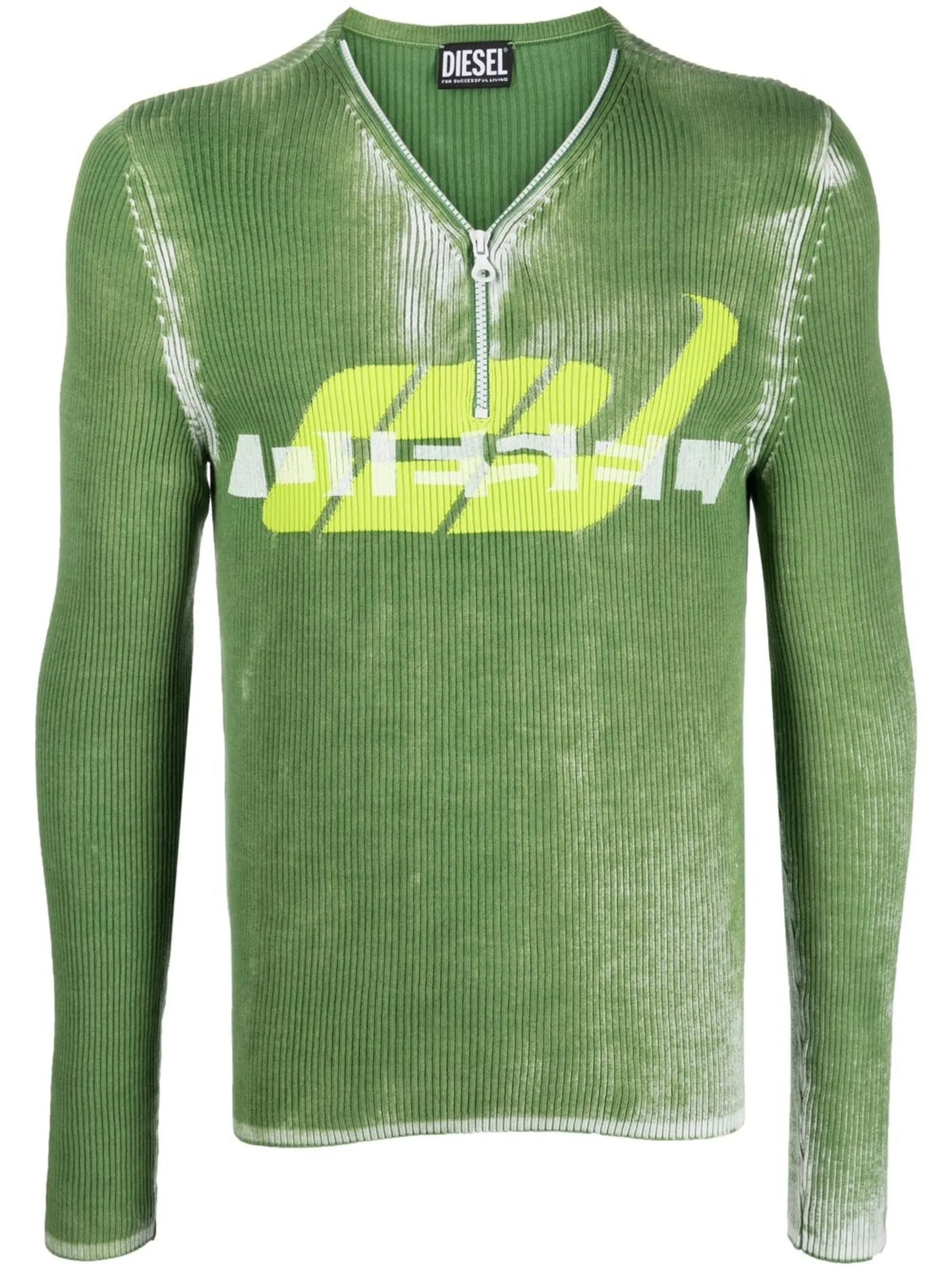 zip-up knitted jumper