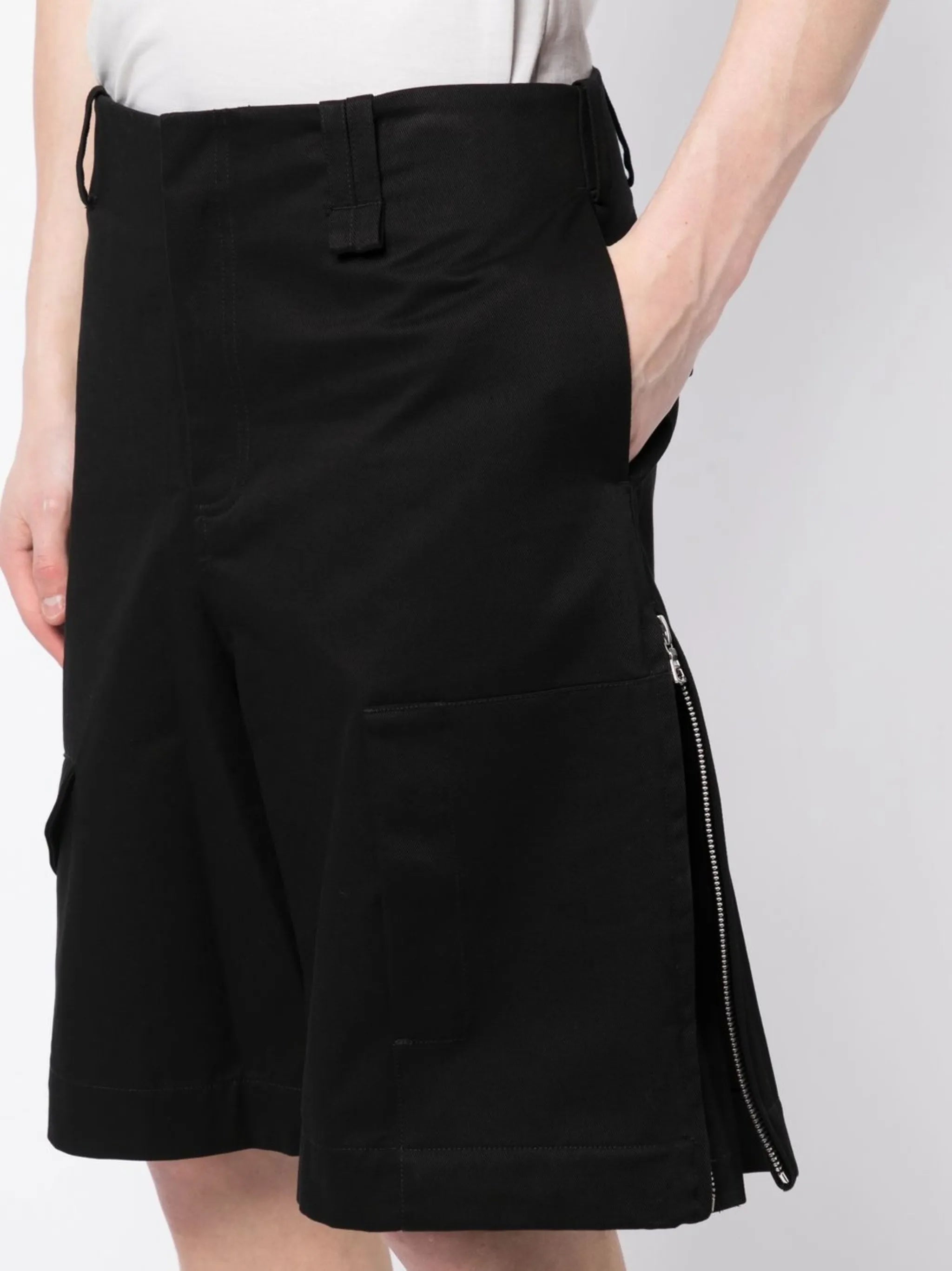 side-zip cotton shorts