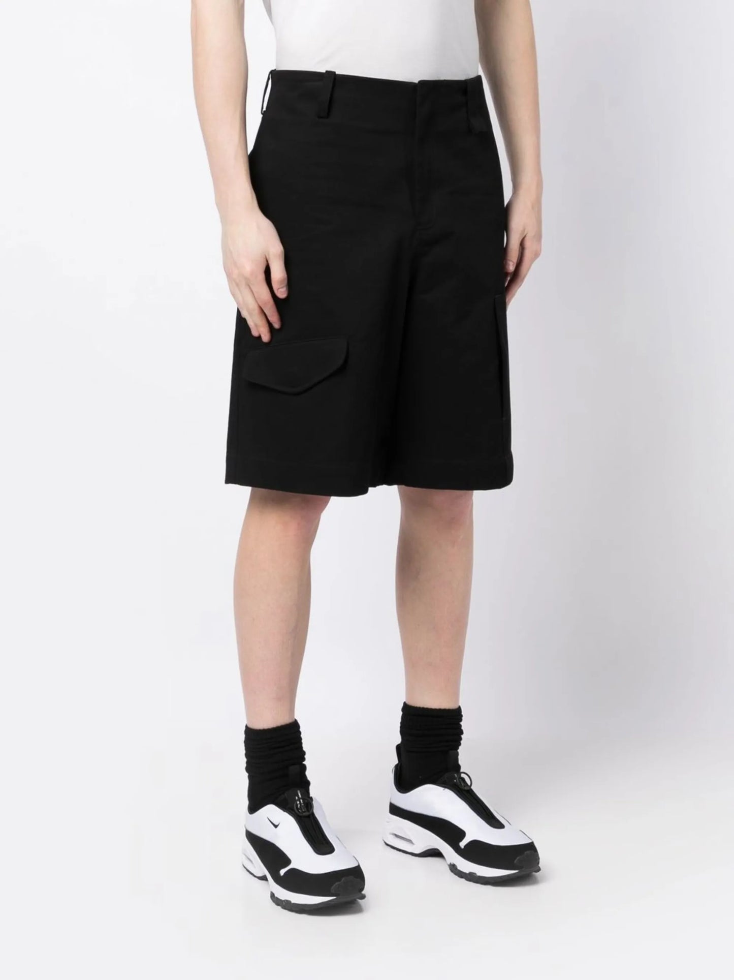 side-zip cotton shorts