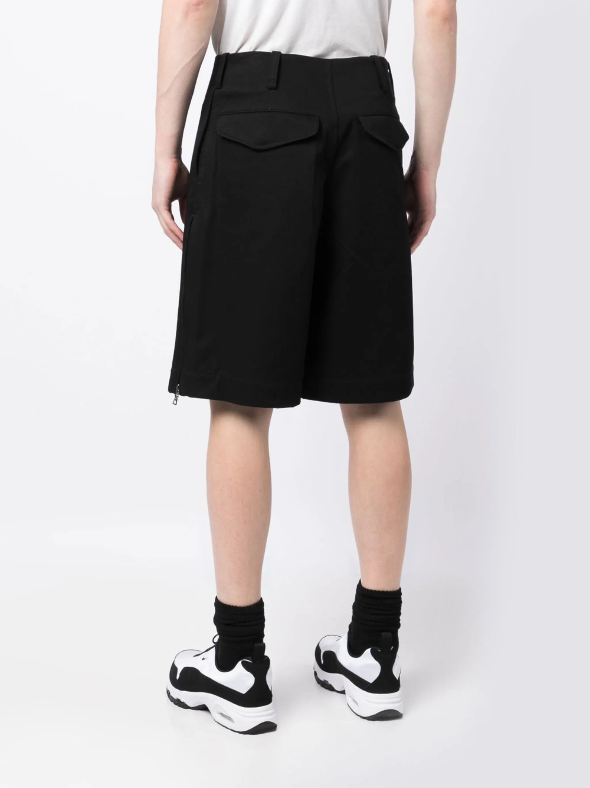side-zip cotton shorts