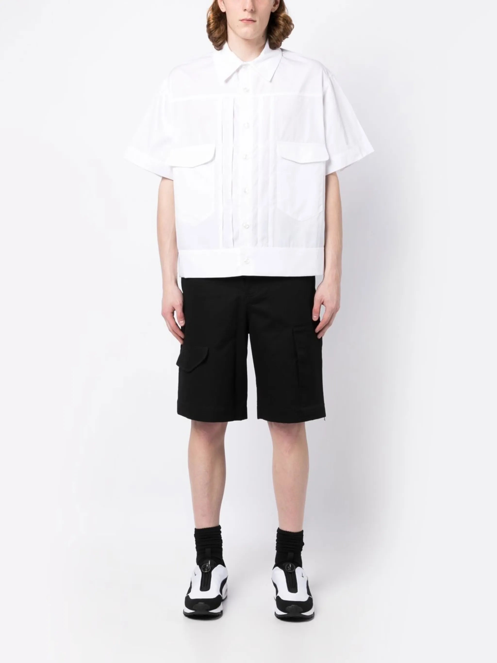 side-zip cotton shorts