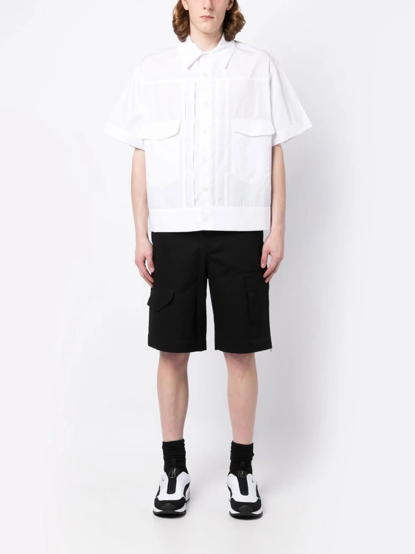 side-zip cotton shorts
