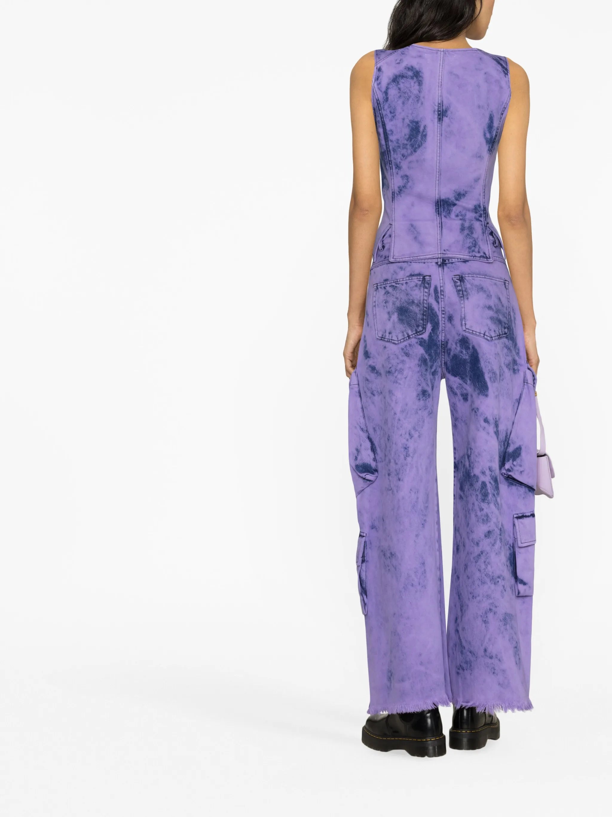 tie-dye wide-leg cargo jeans