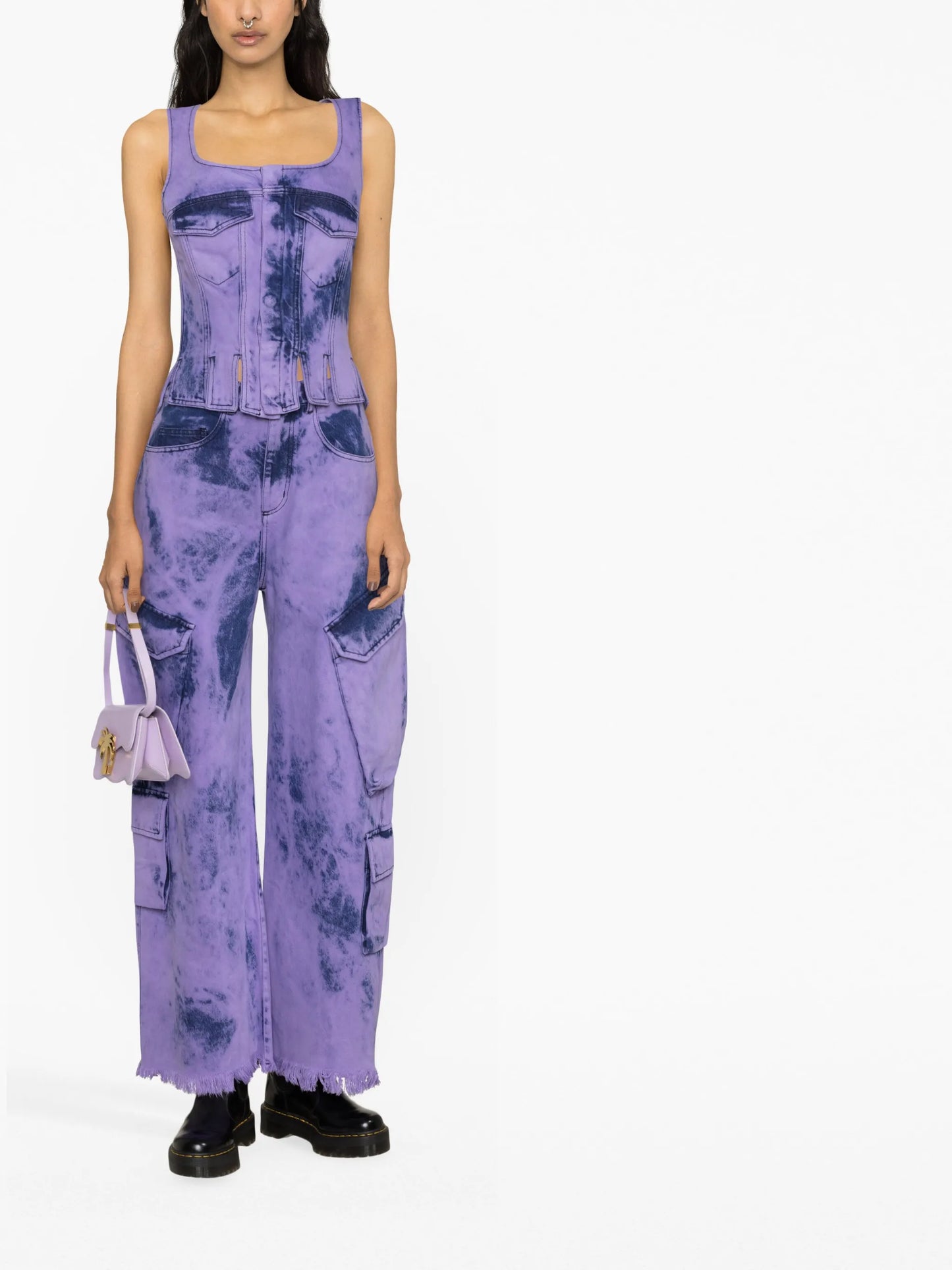 tie-dye wide-leg cargo jeans