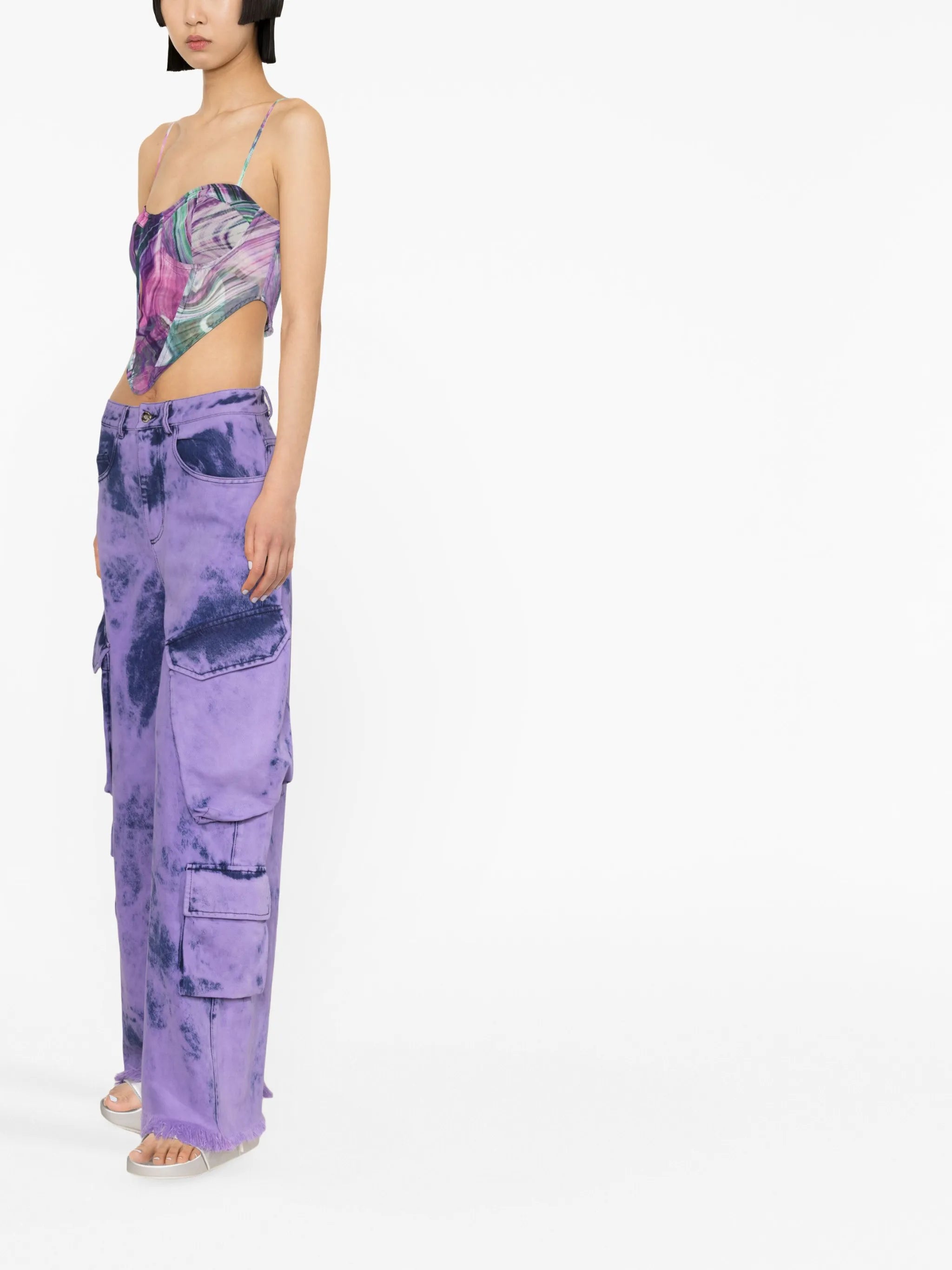swirl-print corset top