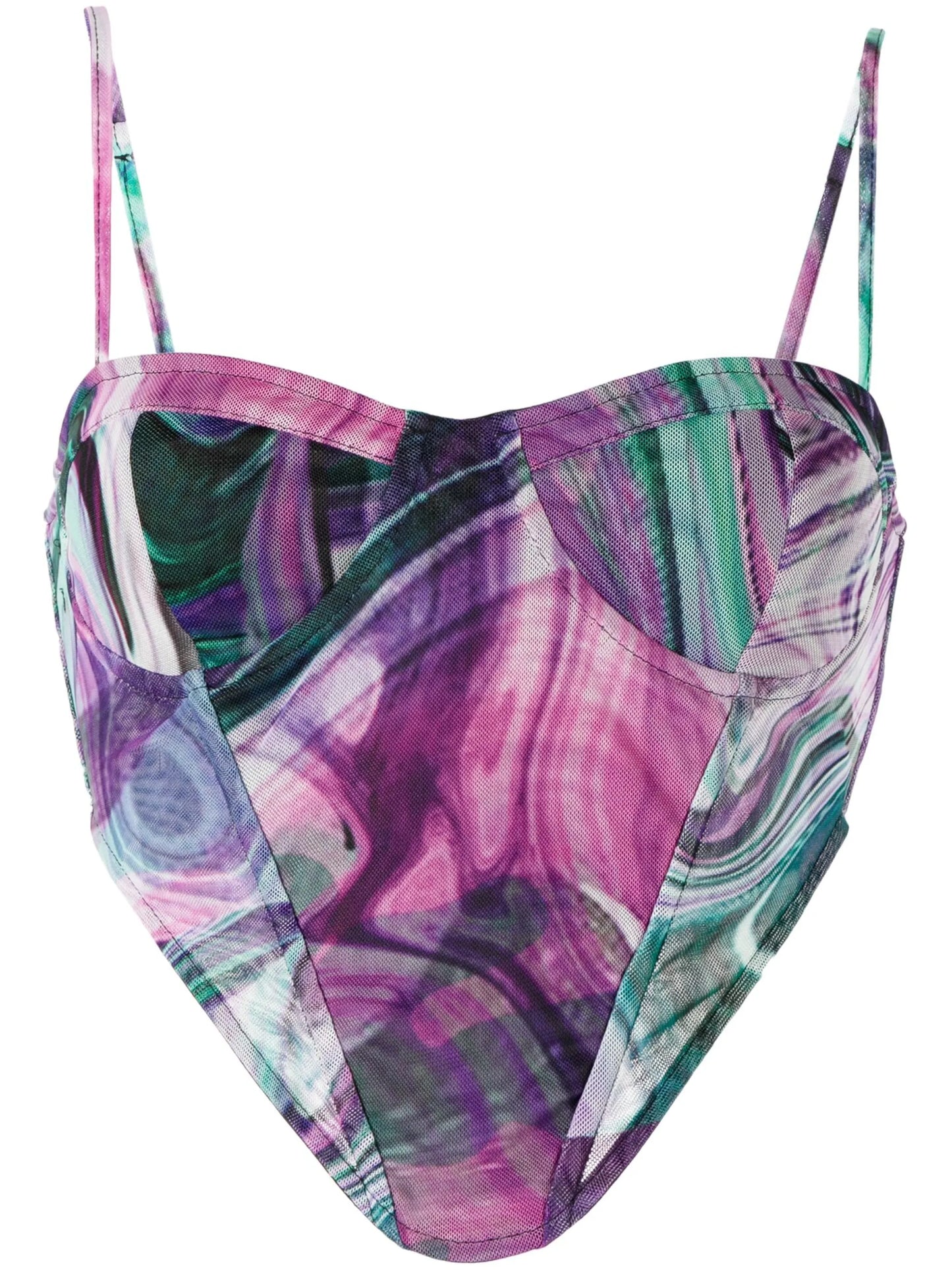 swirl-print corset top