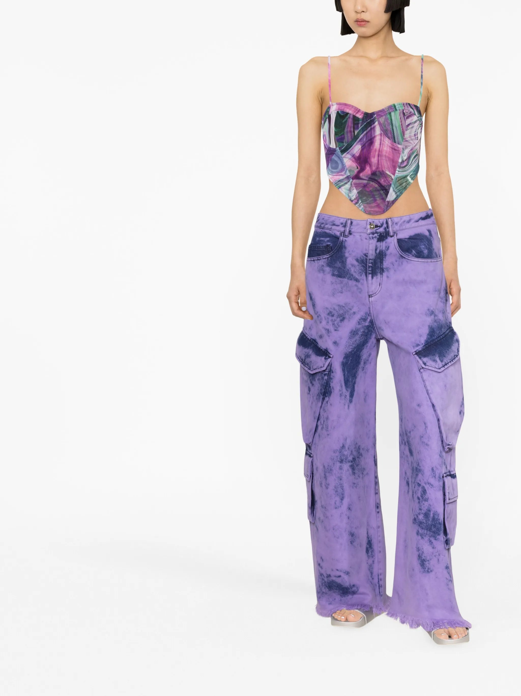 swirl-print corset top