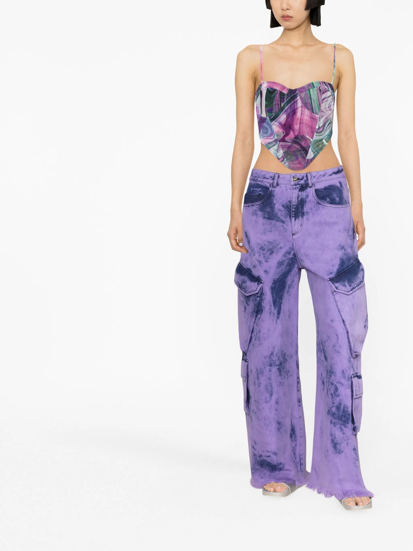 swirl-print corset top