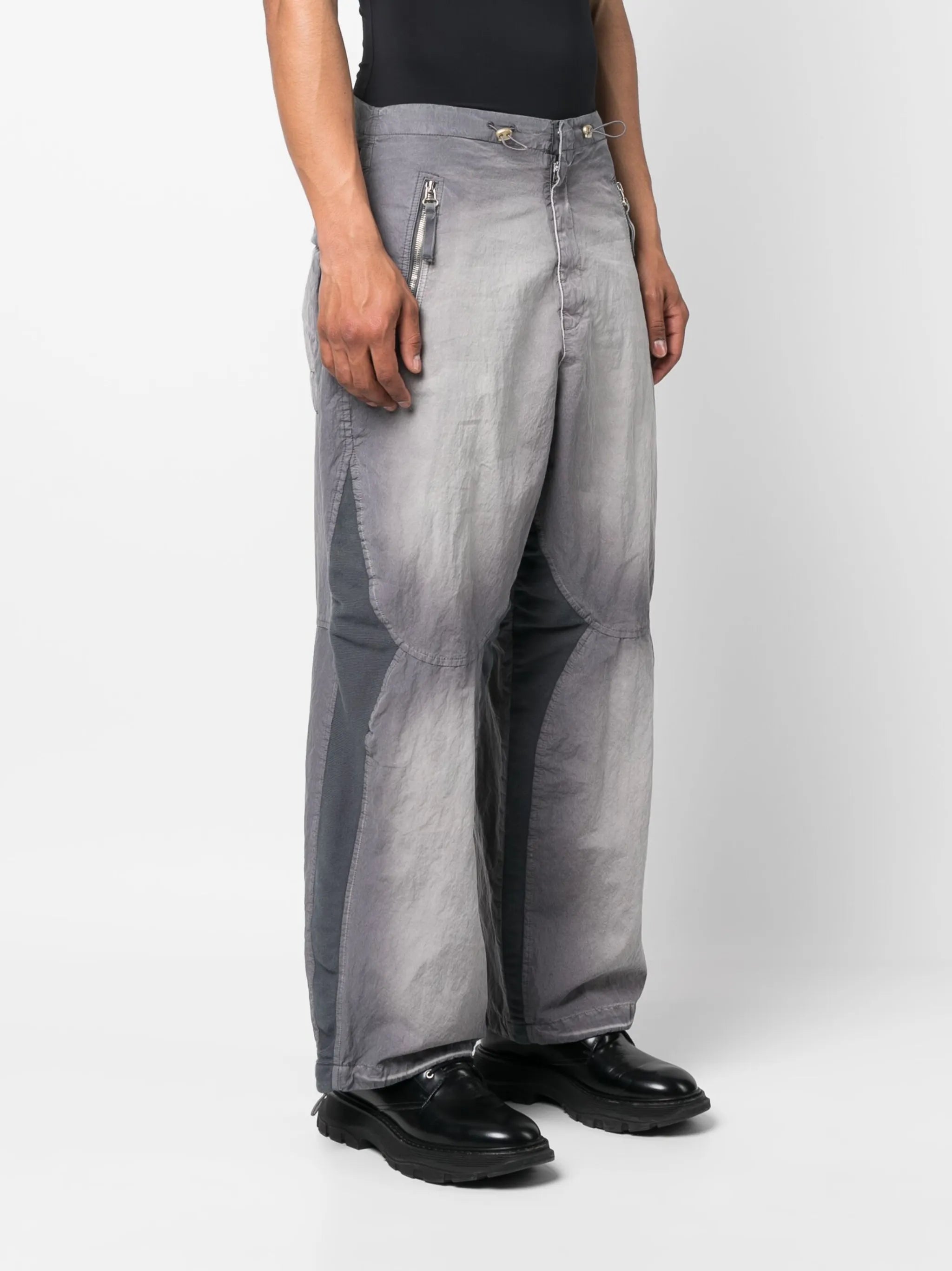 faded-effect cotton trousers