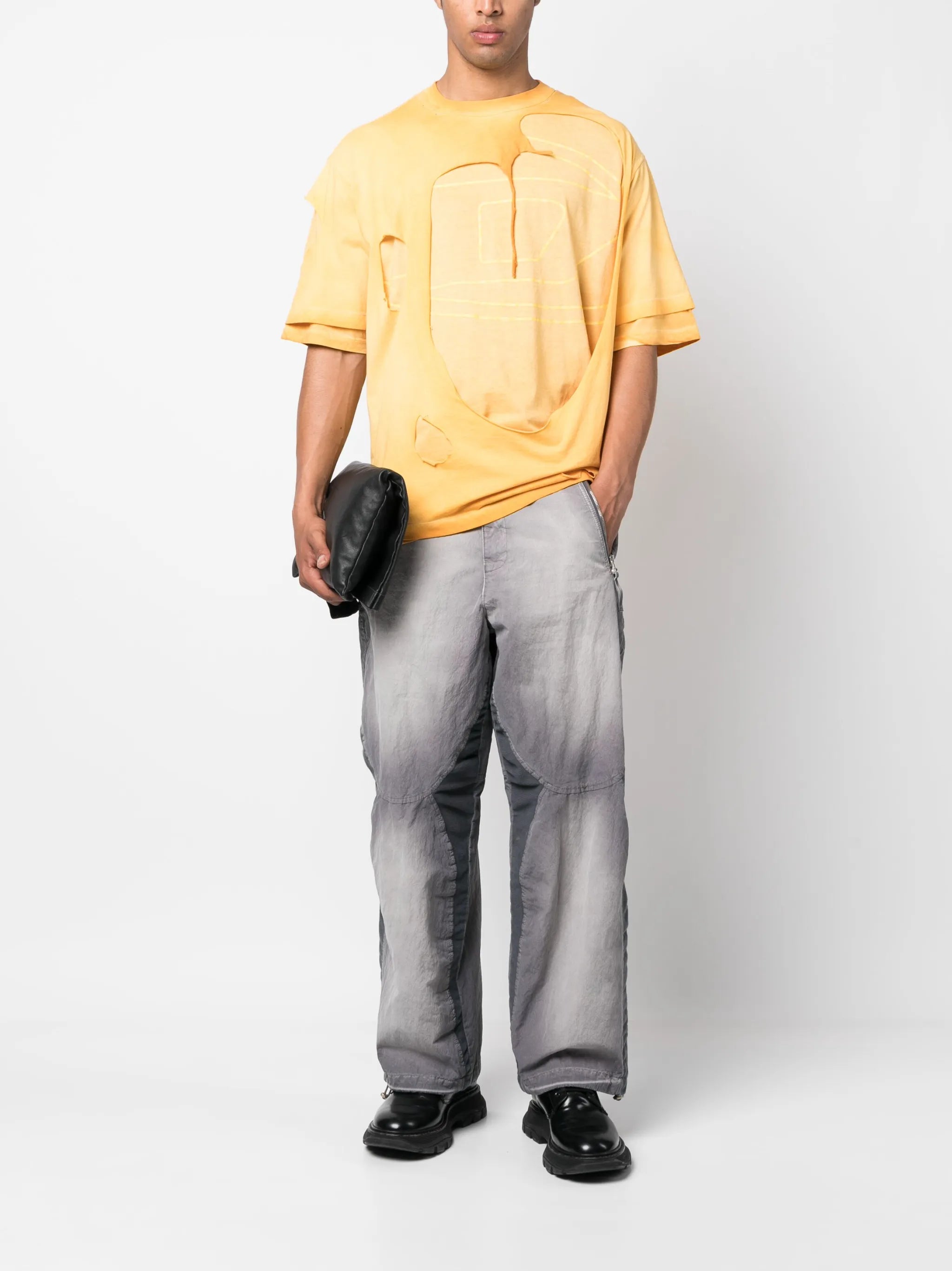 faded-effect cotton trousers