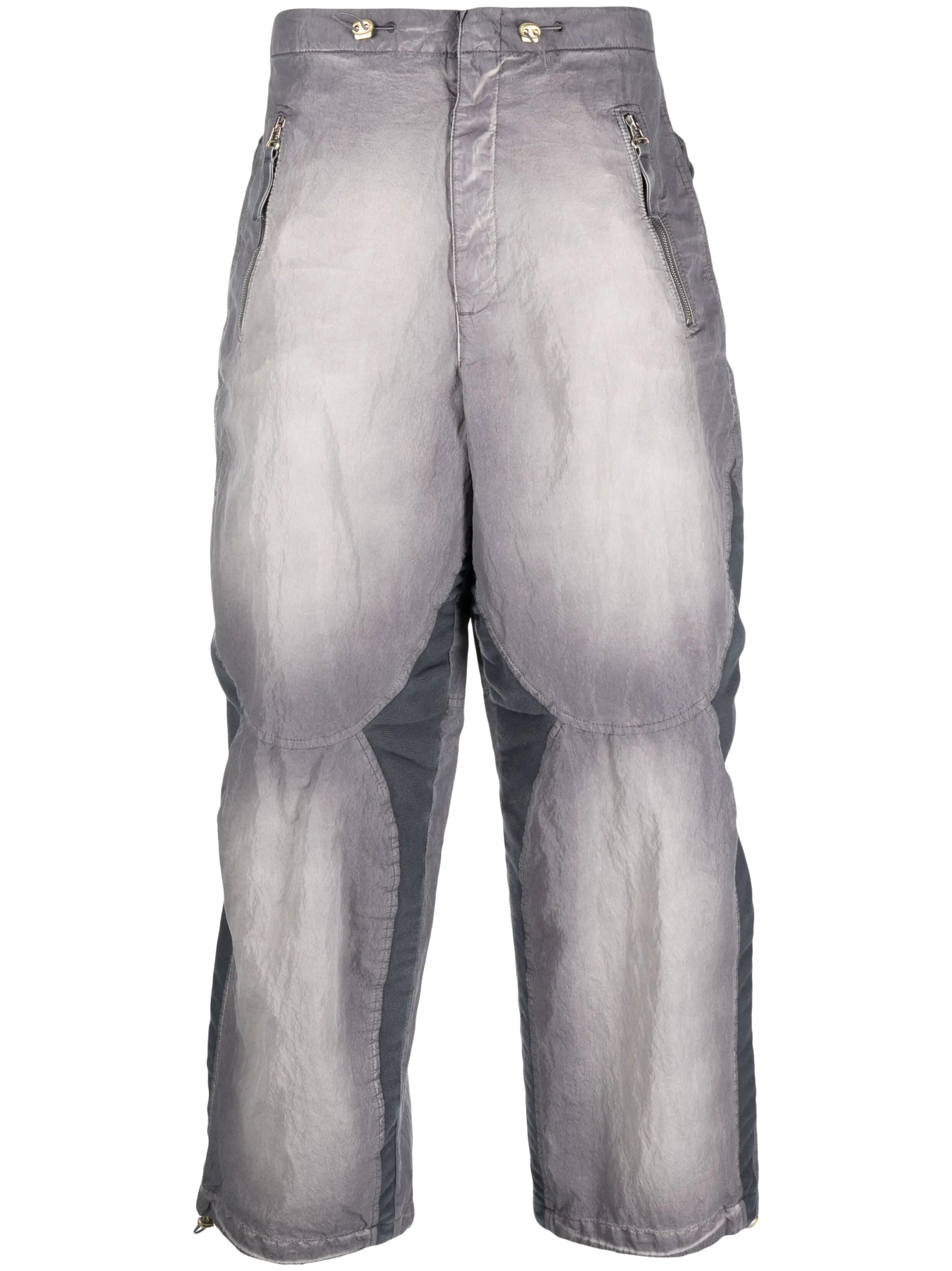 faded-effect cotton trousers