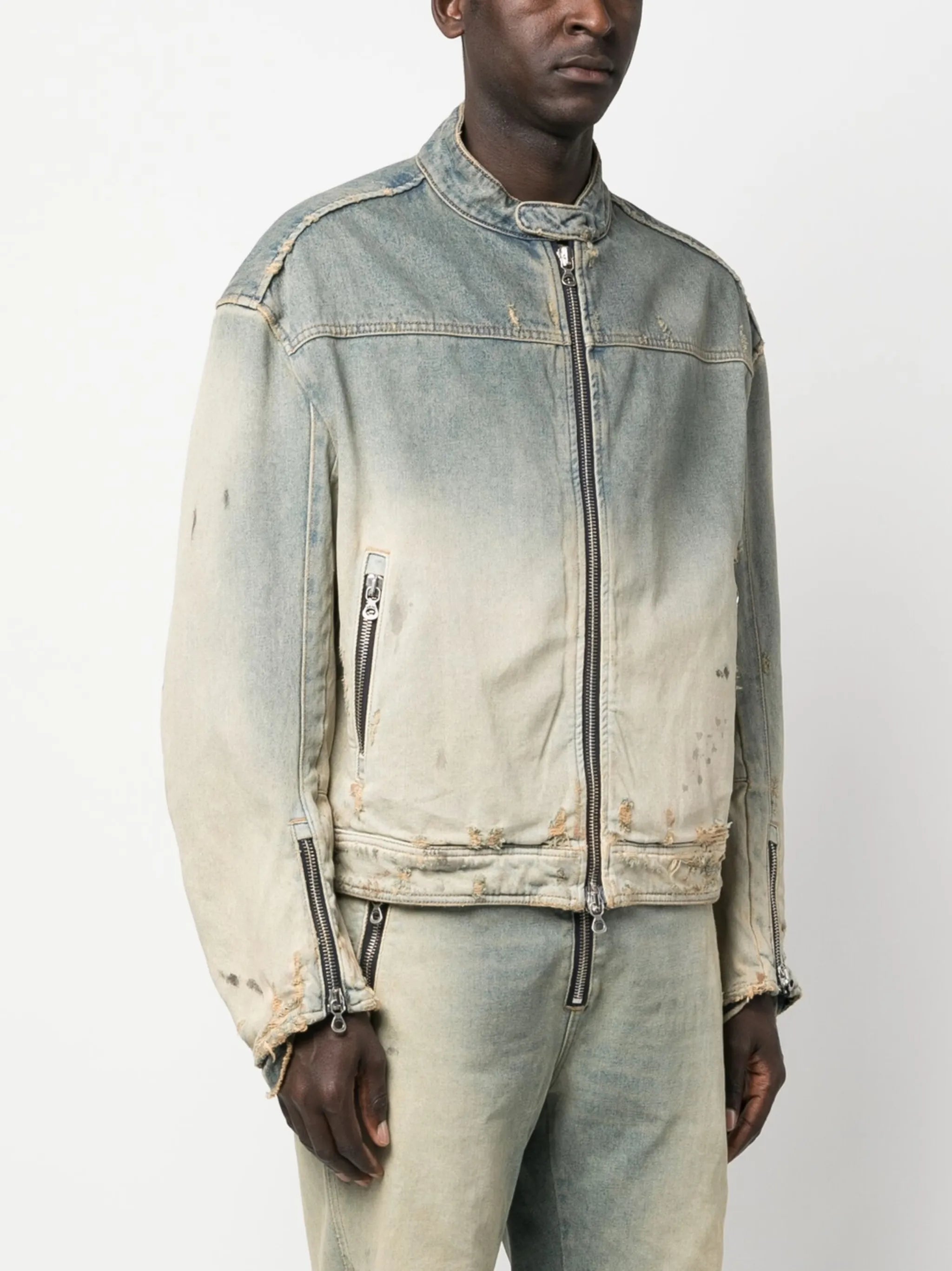faded-effect denim jacket