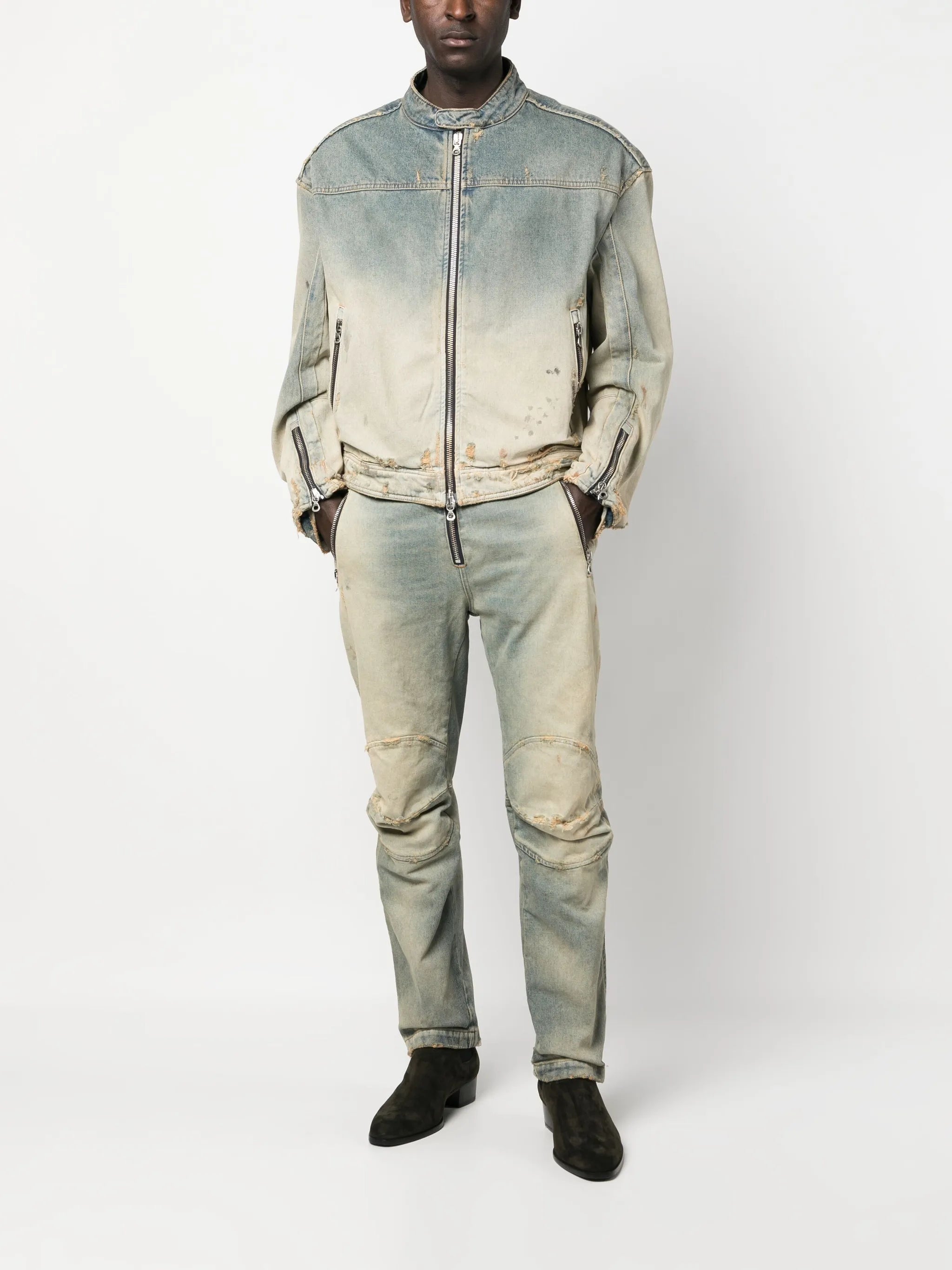 faded-effect denim jacket