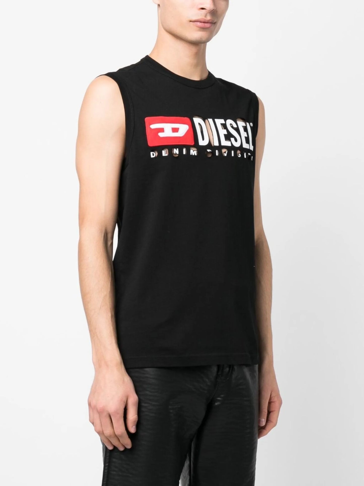 T-Bisco-Divstroyed logo-print tank top